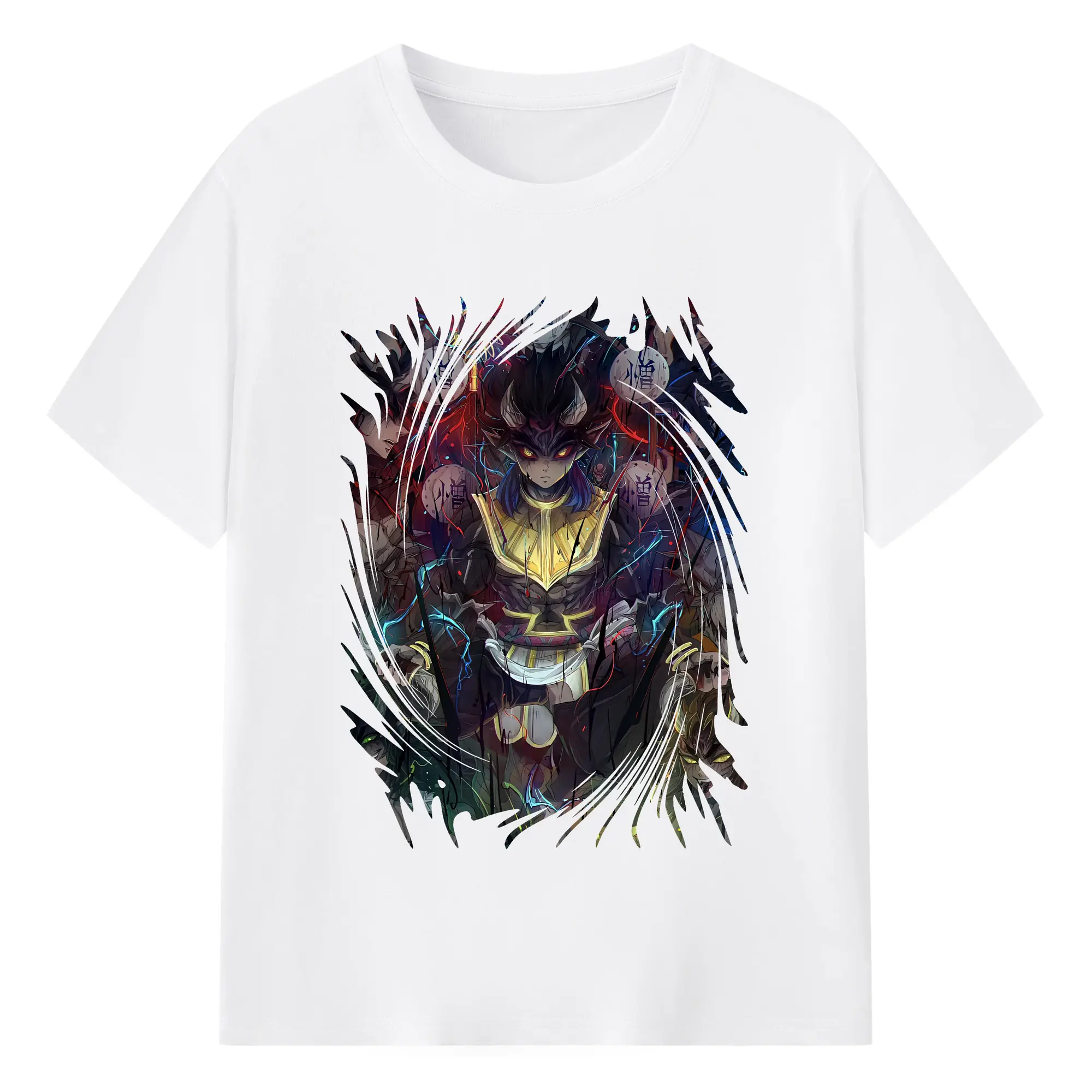 鬼滅の刃 グッズ,半天狗 - 綿100％ 半袖Tシャツ ・ フロントプリント ・ 快適 通気性 ・ 日常使い 散歩 スポーツ用