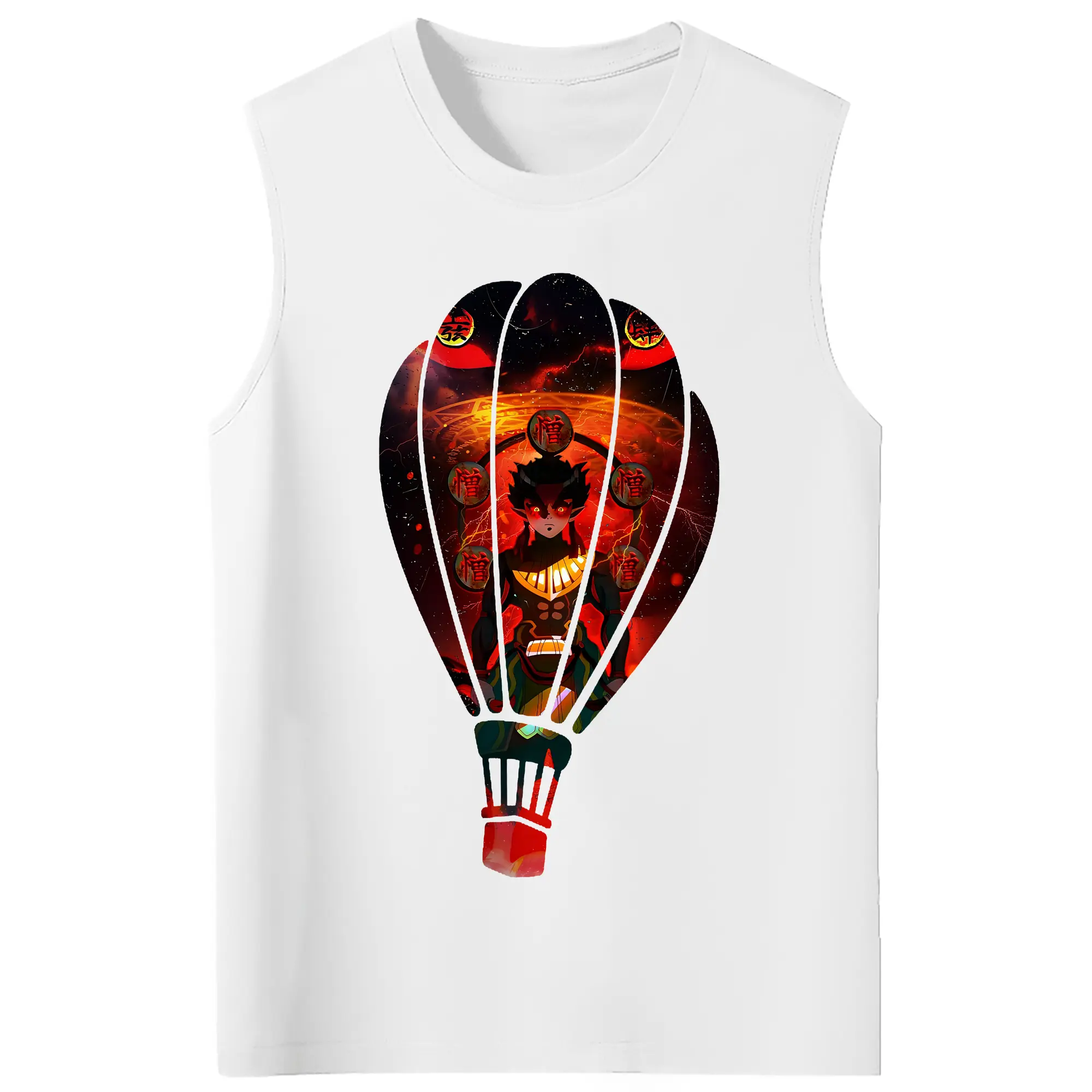 鬼滅の刃 グッズ,半天狗 - コットン100％ タンクトップ ・ フロントプリント ・ タイトフィット ・ 快適 通気性 ・ スポーツ カジュアル 散歩用
