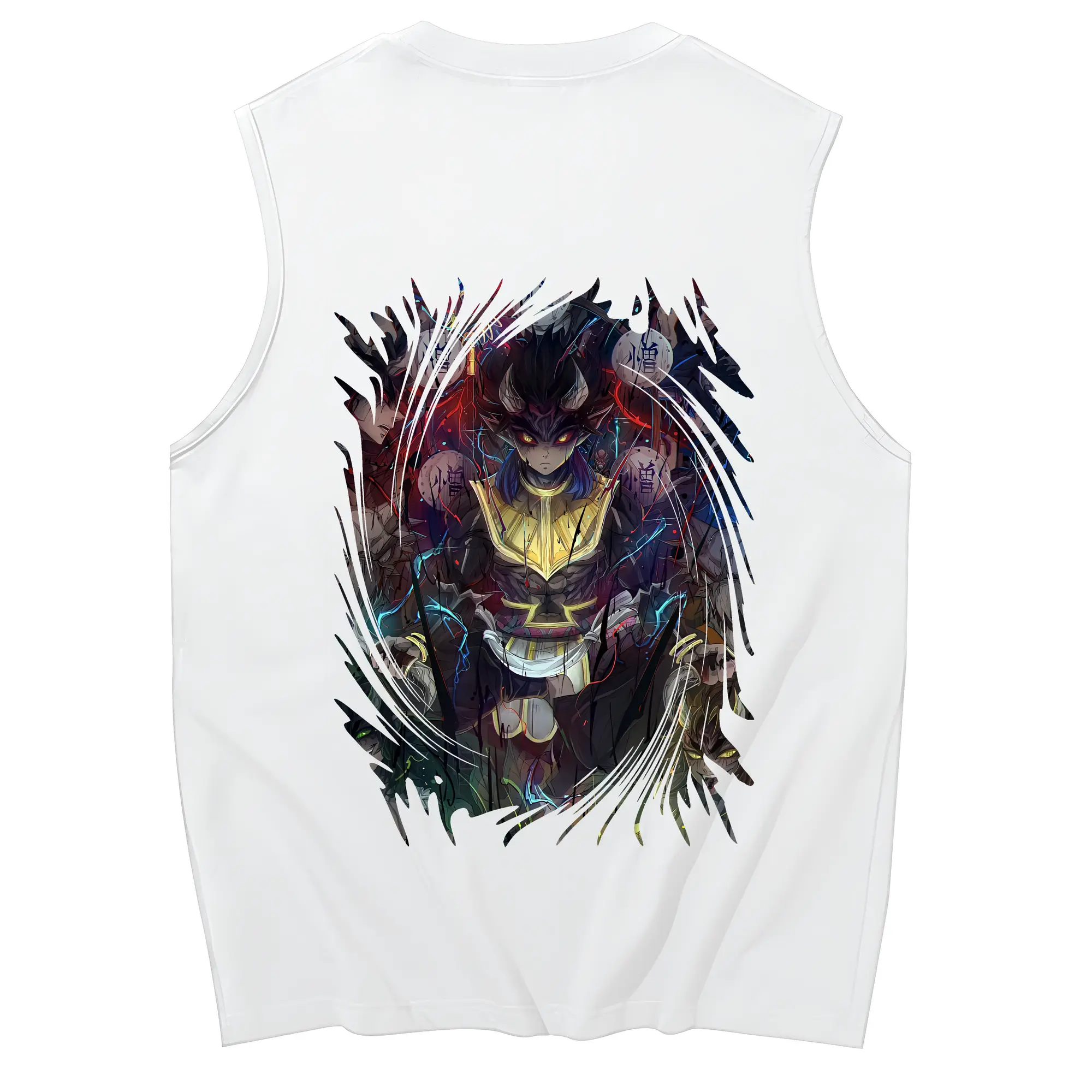 鬼滅の刃 グッズ,半天狗 - コットン100％ タンクトップ ・ 背面プリント ・ タイトシルエット ・ 快適 通気性 ・ スポーツ カジュアル 散歩用