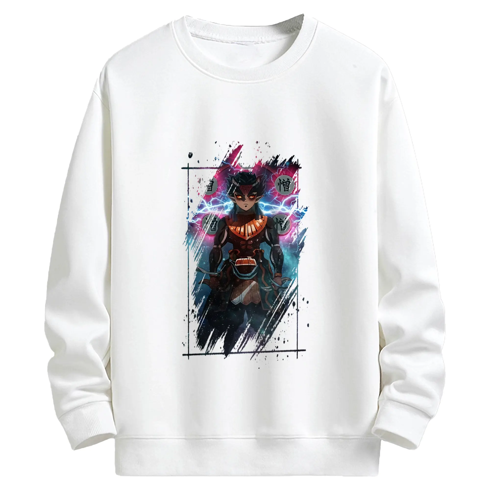 鬼滅の刃 グッズ,半天狗 - 高品質 クルーネック スウェット ・ コットン59％ ポリエステル41％ ・ ユニセックス 長袖 トレーナー ・ カジュアル デイリー スポーツ 散歩用