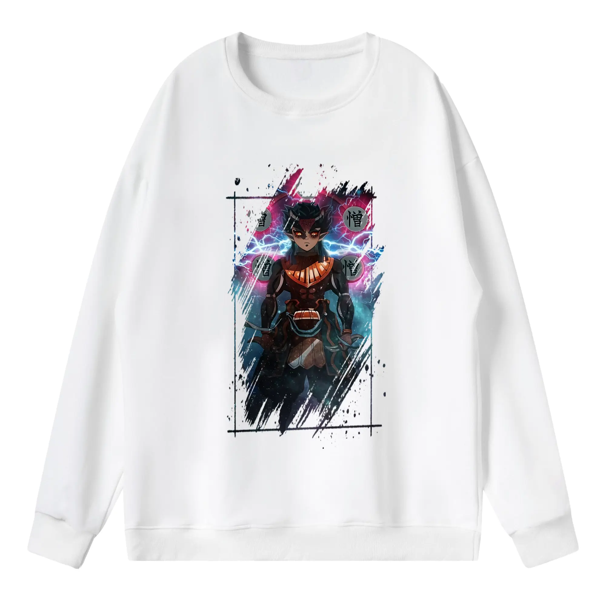 鬼滅の刃 グッズ,半天狗 - 薄手 クルーネック スウェット 裏毛260g · ポリエステル 春秋向け カジュアル 男女兼用 · トレーナー デイリー スポーツ 散歩に最適