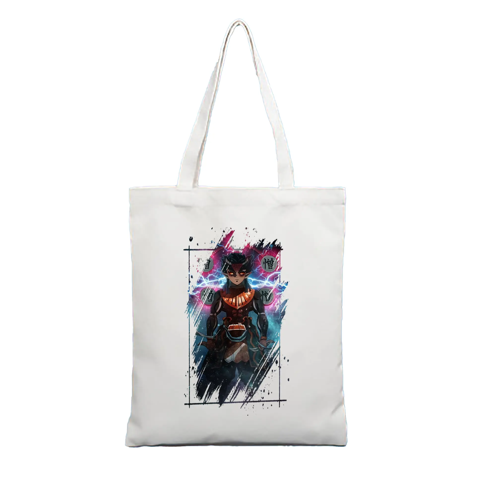 鬼滅の刃 グッズ,半天狗 - 縦型キャンバス手提げバッグ（トートバッグ） ・ キャンバス素材 ・ ショッピング用 ・ 軽量 丈夫 お手入れ簡単