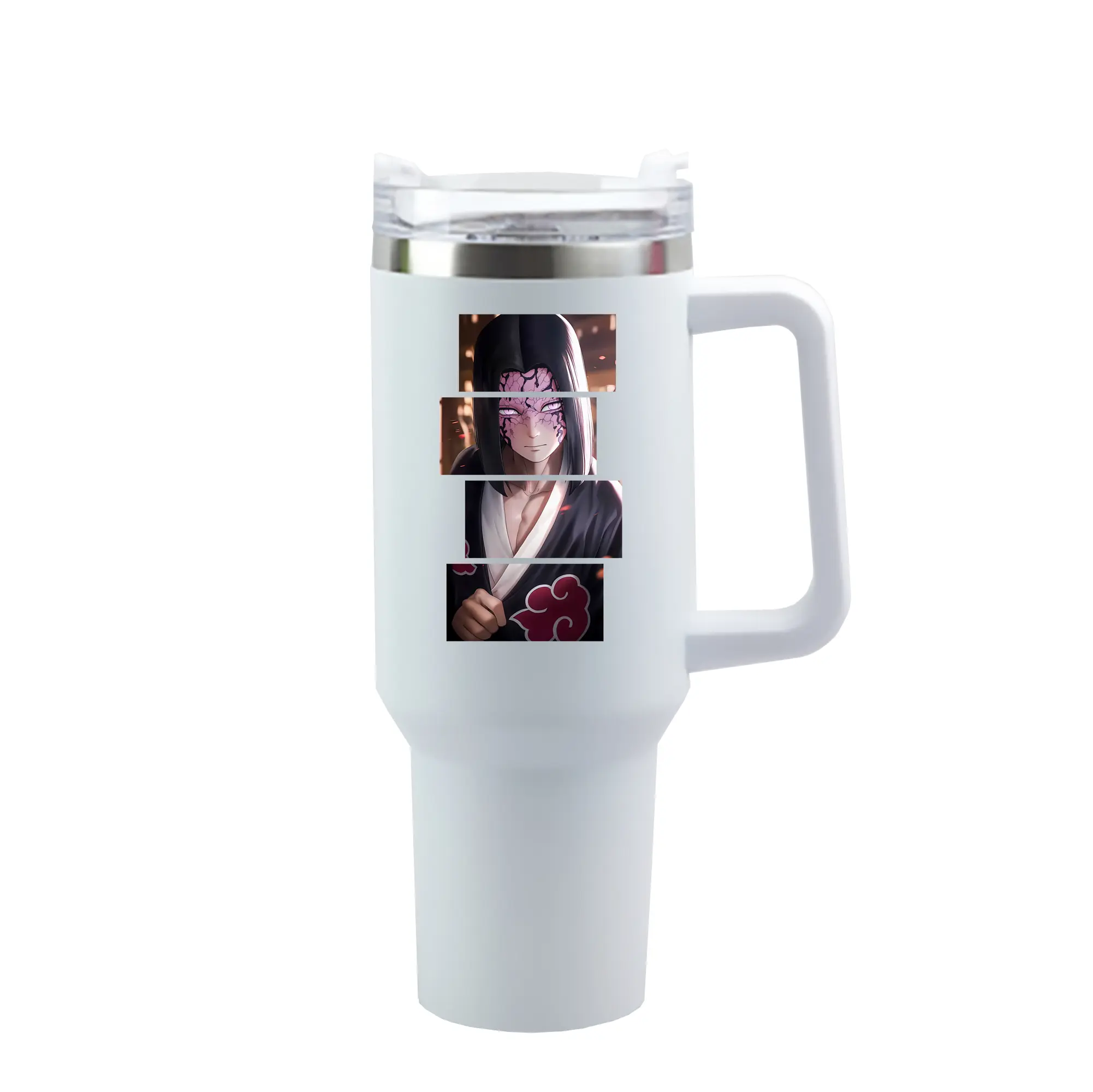 鬼滅の刃 グッズ,産屋敷 耀哉 - 1200mL 車用タンブラー ・ クリスタルステッカー ・ 304ステンレス 内側 ・ 201ステンレス 外側 ・ 保温 保冷 ・ ハンドル＆ストロー付き ・ 通勤 ドライブ アウトドア用