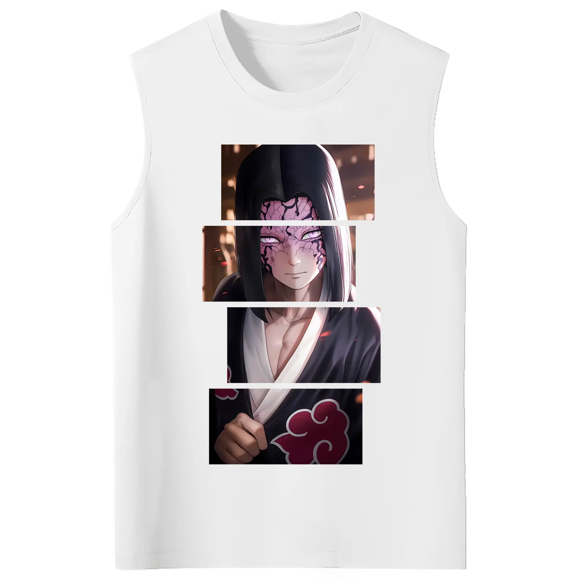 鬼滅の刃 グッズ,産屋敷 耀哉 - コットン100％ タンクトップ ・ フロントプリント ・ タイトフィット ・ 快適 通気性 ・ スポーツ カジュアル 散歩用