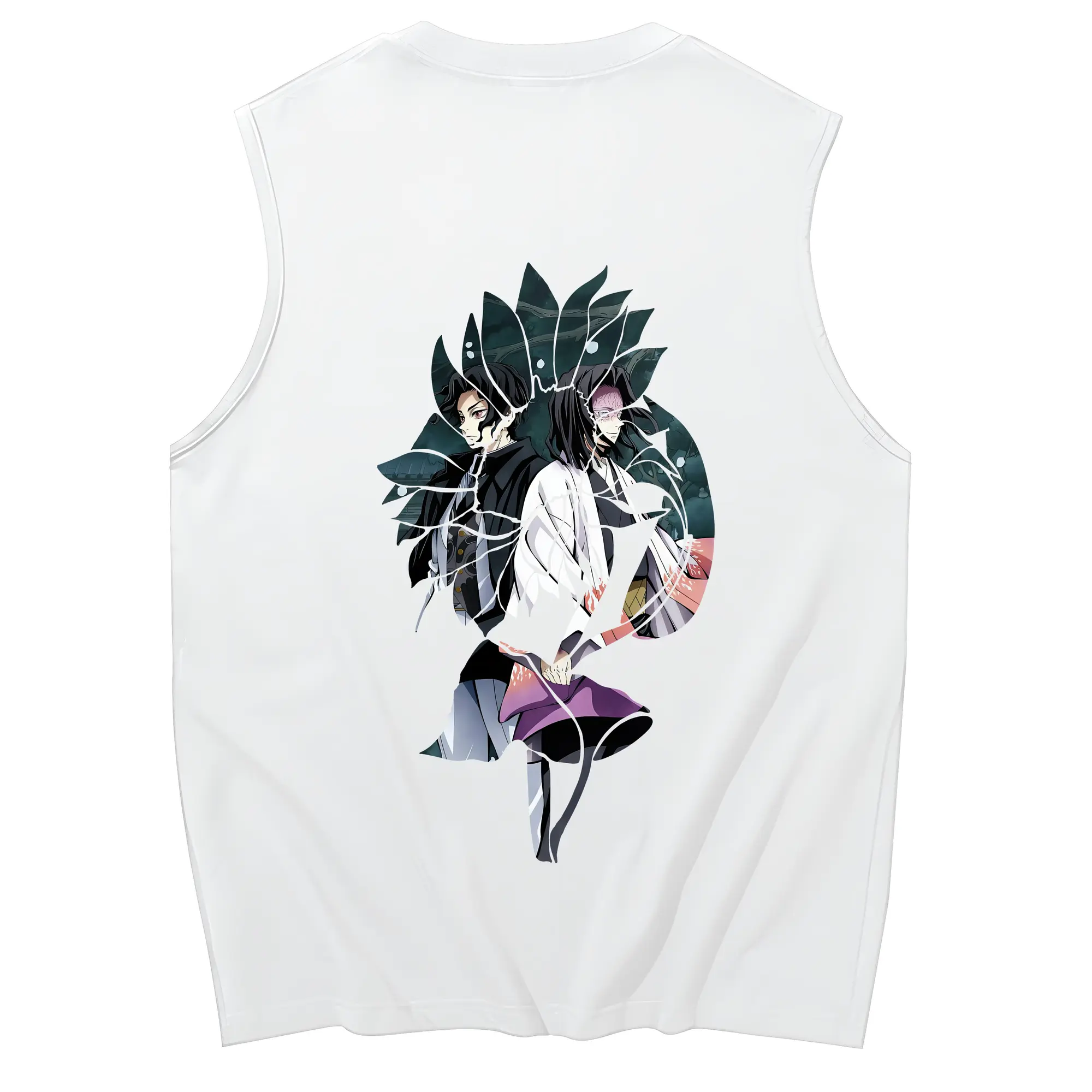 鬼滅の刃 グッズ,産屋敷 耀哉 - コットン100％ タンクトップ ・ 背面プリント ・ タイトシルエット ・ 快適 通気性 ・ スポーツ カジュアル 散歩用