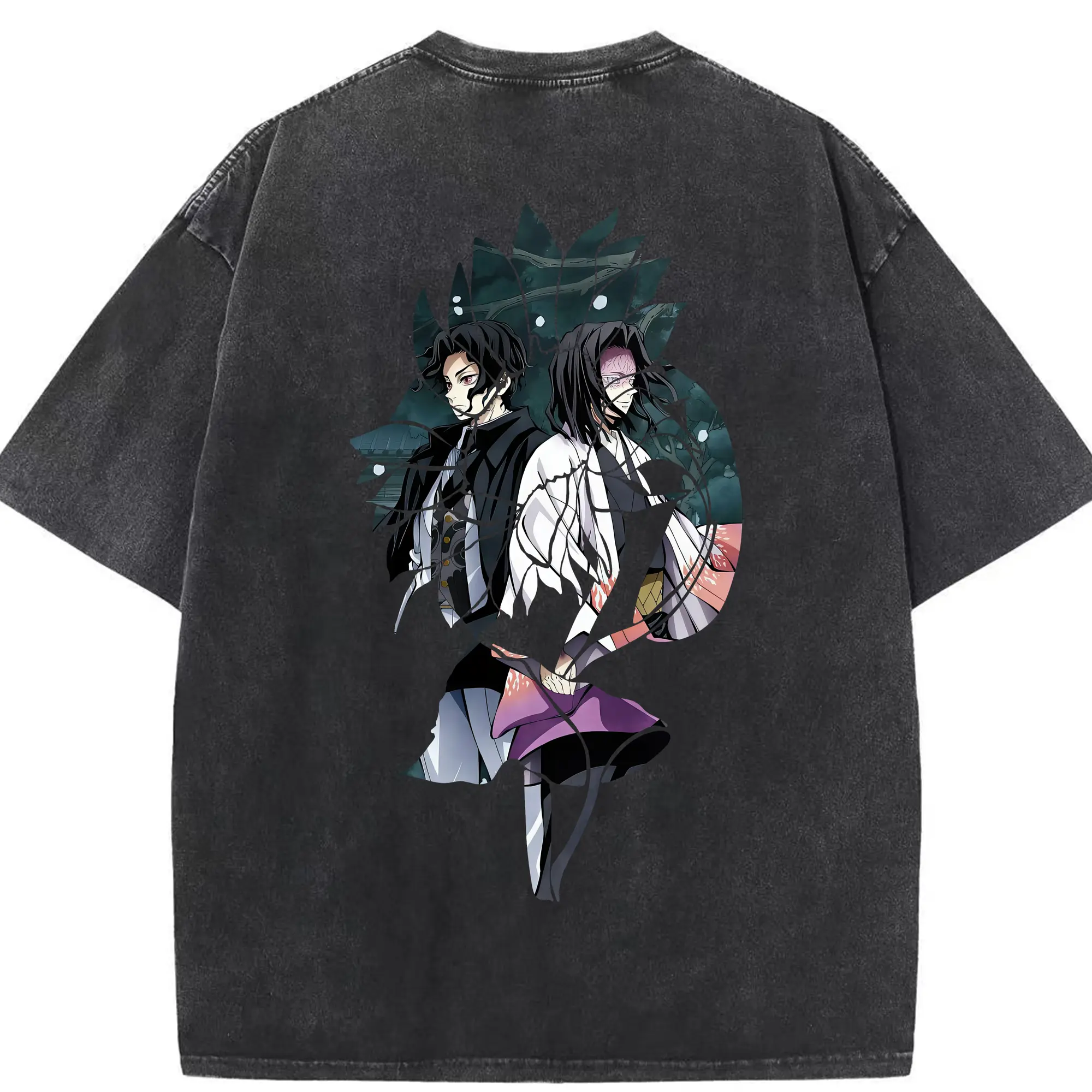 鬼滅の刃 グッズ,産屋敷 耀哉 - 綿100％ ヴィンテージ風 半袖Tシャツ ・ 背面プリント ・ 柔らか肌触り ・ 通気性 快適 ・ スポーツ カジュアル 外出用