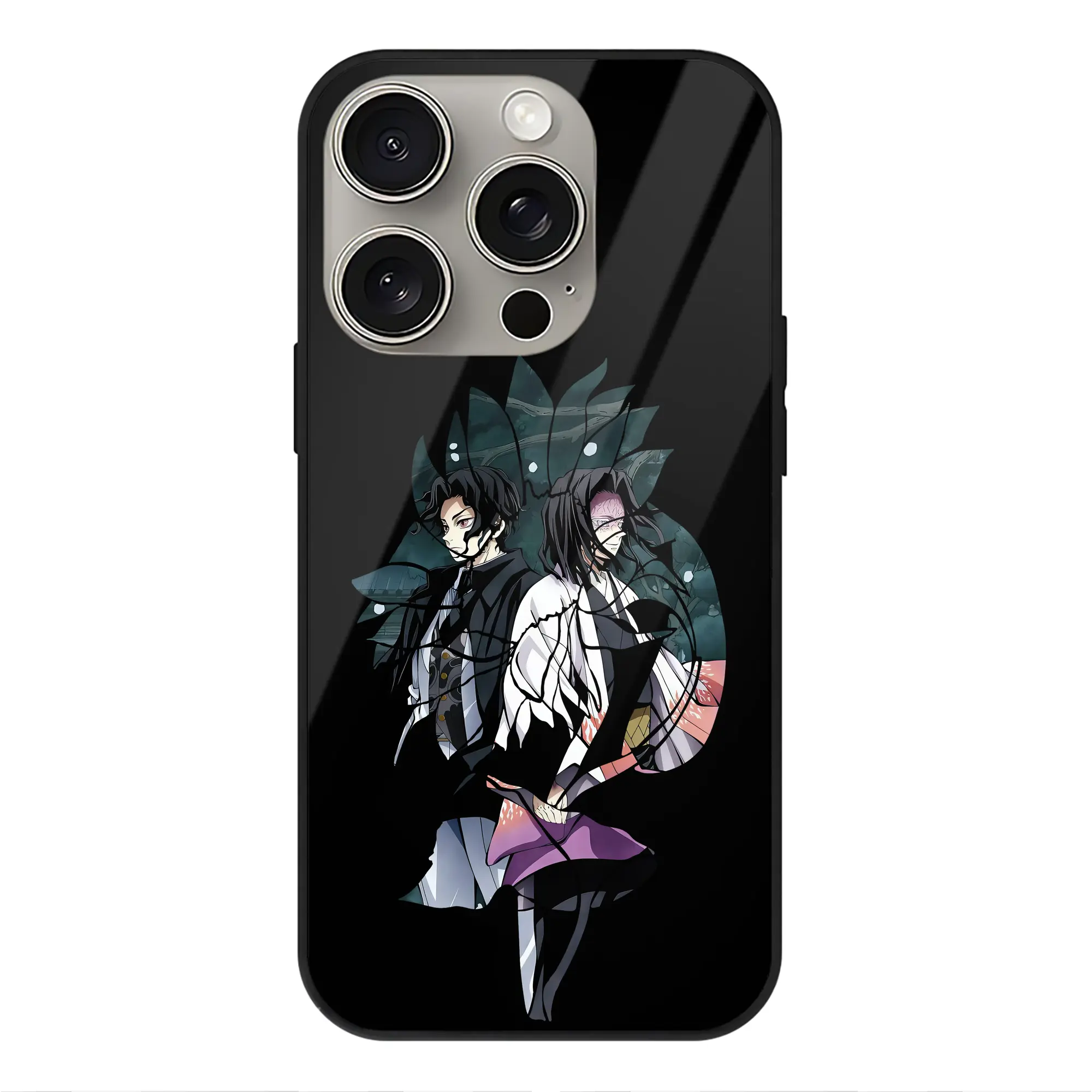 鬼滅の刃 グッズ,産屋敷 耀哉 - IPhone15Pro対応 ・ スマホケース ・ 背面ガラス ・ TPU+強化ガラス ・ 耐衝撃 ・ 黄変防止 ・ ワイヤレス充電対応 ・ 3D立体ボタン