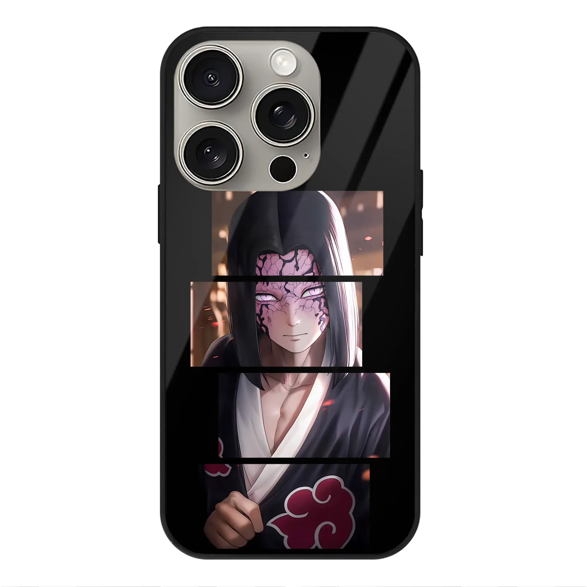 鬼滅の刃 グッズ,産屋敷 耀哉 - IPhone15Pro対応 ・ スマホケース ・ 背面ガラス ・ TPU+強化ガラス ・ 耐衝撃 ・ 黄変防止 ・ ワイヤレス充電対応 ・ 3D立体ボタン