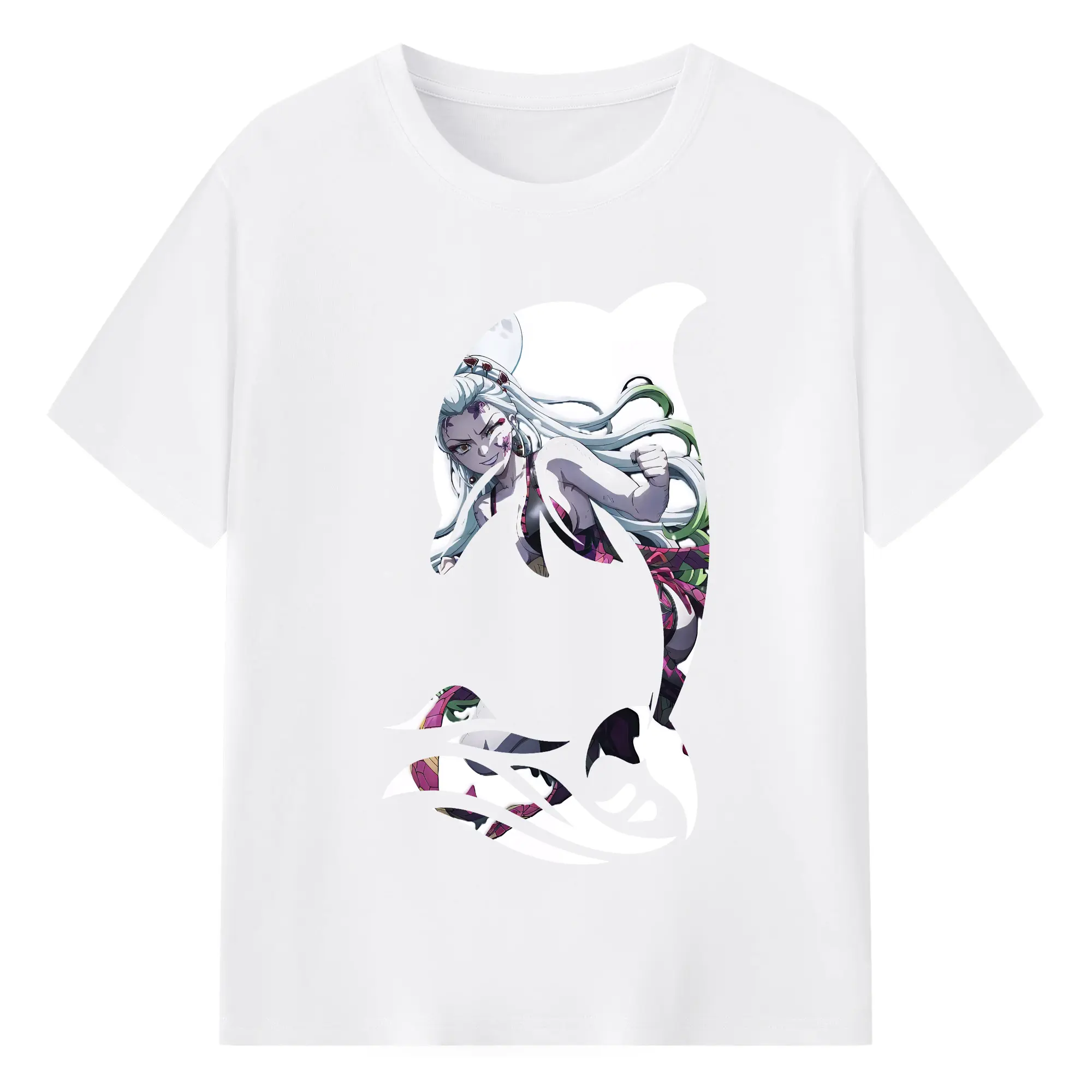 鬼滅の刃 グッズ,堕姫 - 綿100％ 半袖Tシャツ ・ フロントプリント ・ 快適 通気性 ・ 日常使い 散歩 スポーツ用