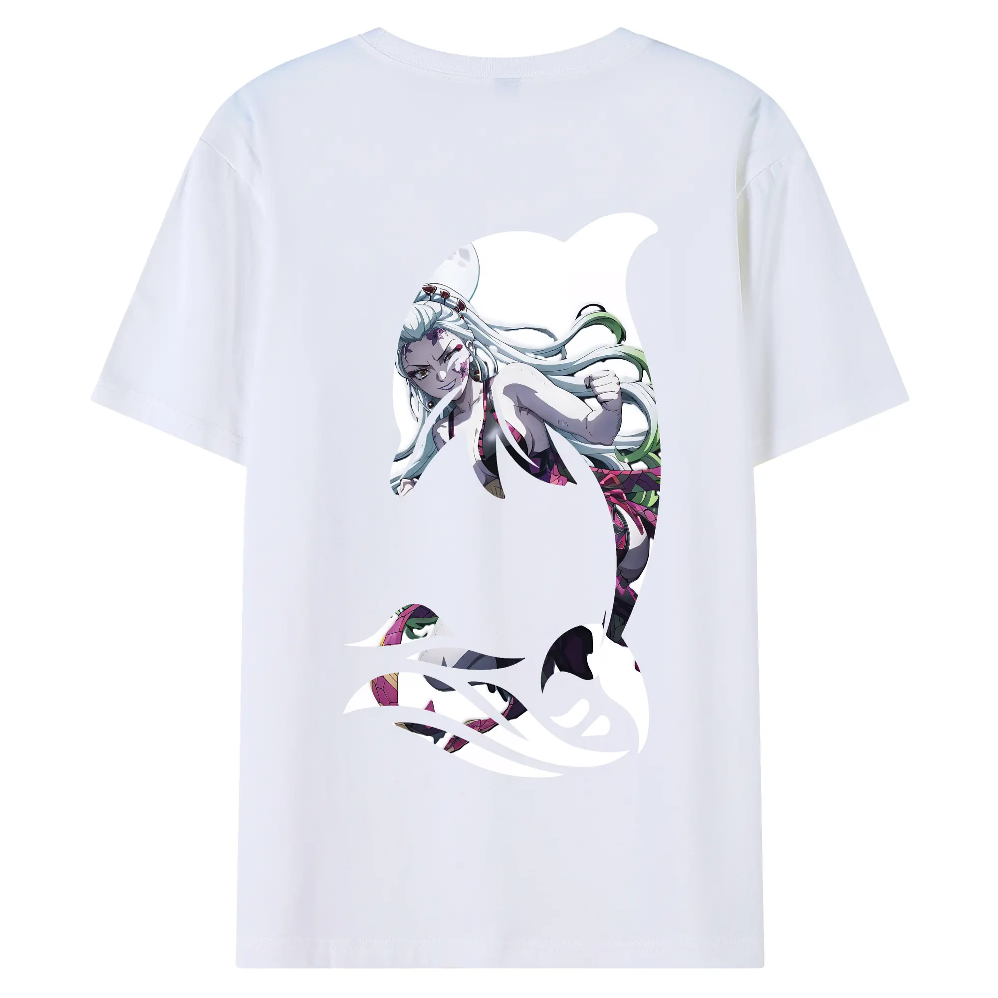 鬼滅の刃 グッズ,堕姫 - 綿100％ 半袖Tシャツ ・ バックプリント ・ 快適 通気性 ・ 日常使い 散歩 スポーツ用