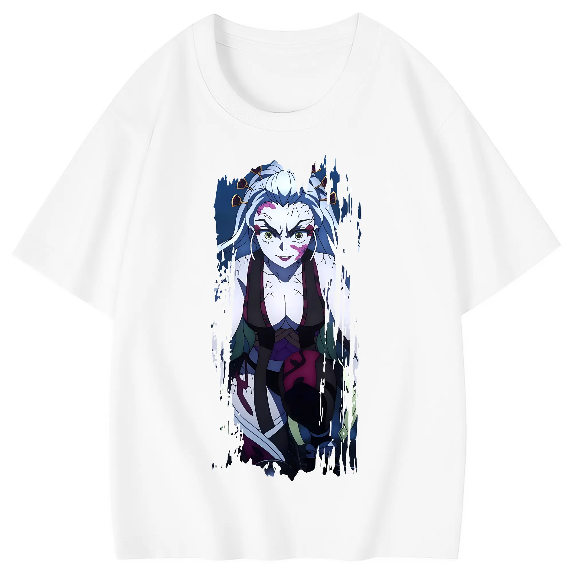 鬼滅の刃 グッズ,堕姫 - 綿100％ キッズTシャツ ・ フロントプリント ・ 快適 通気性 ・ スポーツ カジュアル 散歩用