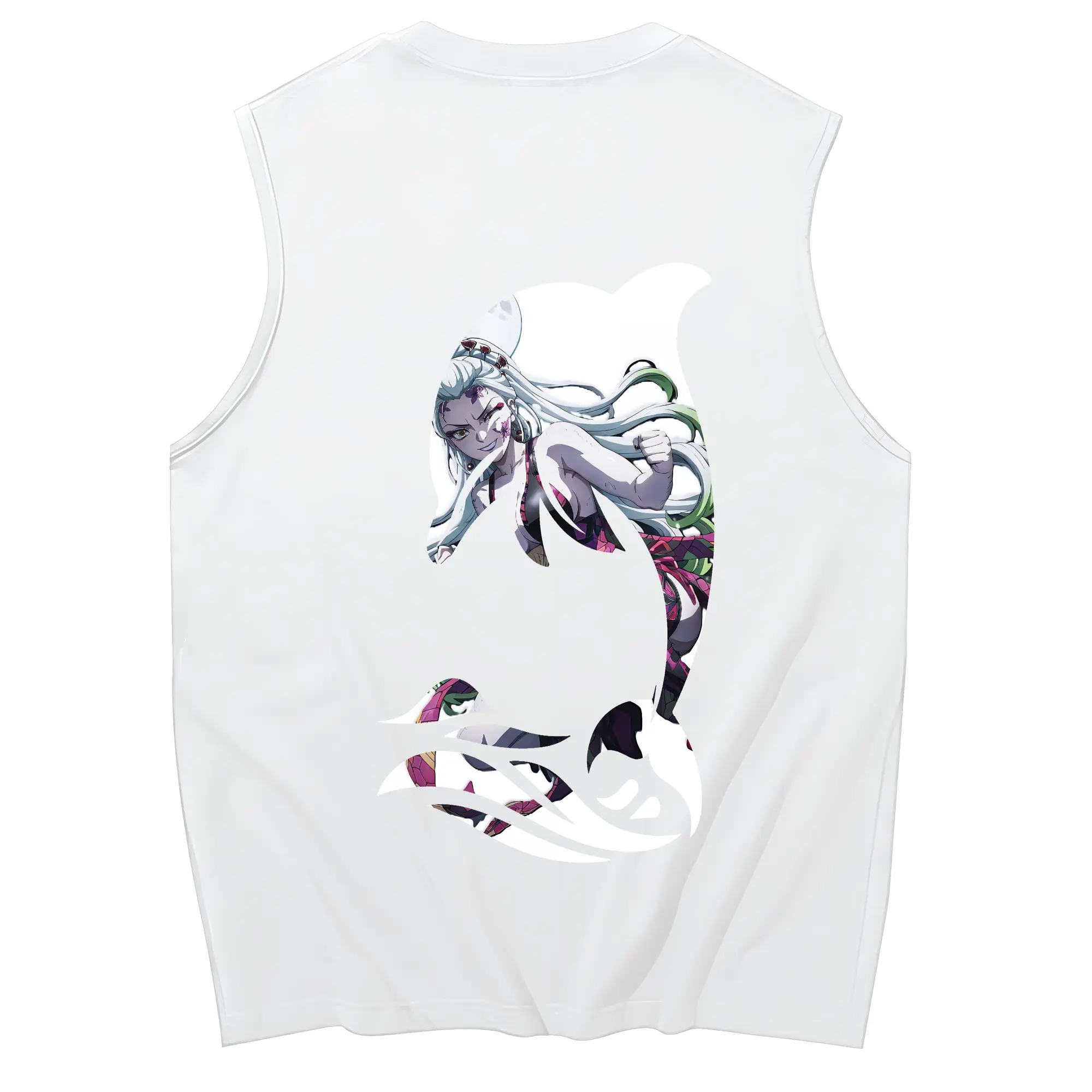 鬼滅の刃 グッズ,堕姫 - コットン100％ タンクトップ ・ 背面プリント ・ タイトシルエット ・ 快適 通気性 ・ スポーツ カジュアル 散歩用