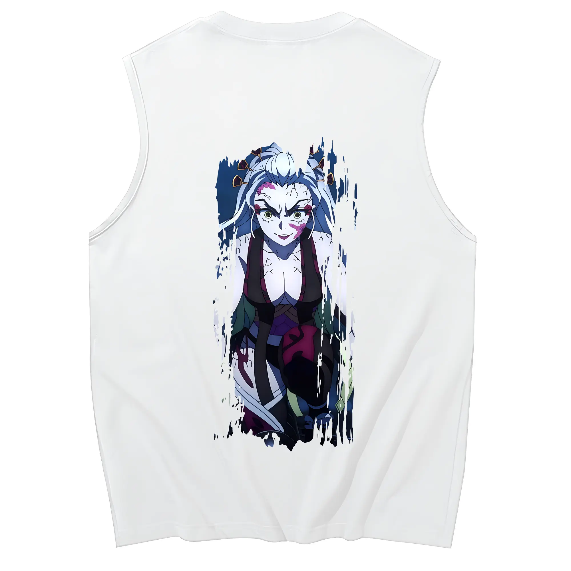 鬼滅の刃 グッズ,堕姫 - コットン100％ タンクトップ ・ 背面プリント ・ タイトシルエット ・ 快適 通気性 ・ スポーツ カジュアル 散歩用