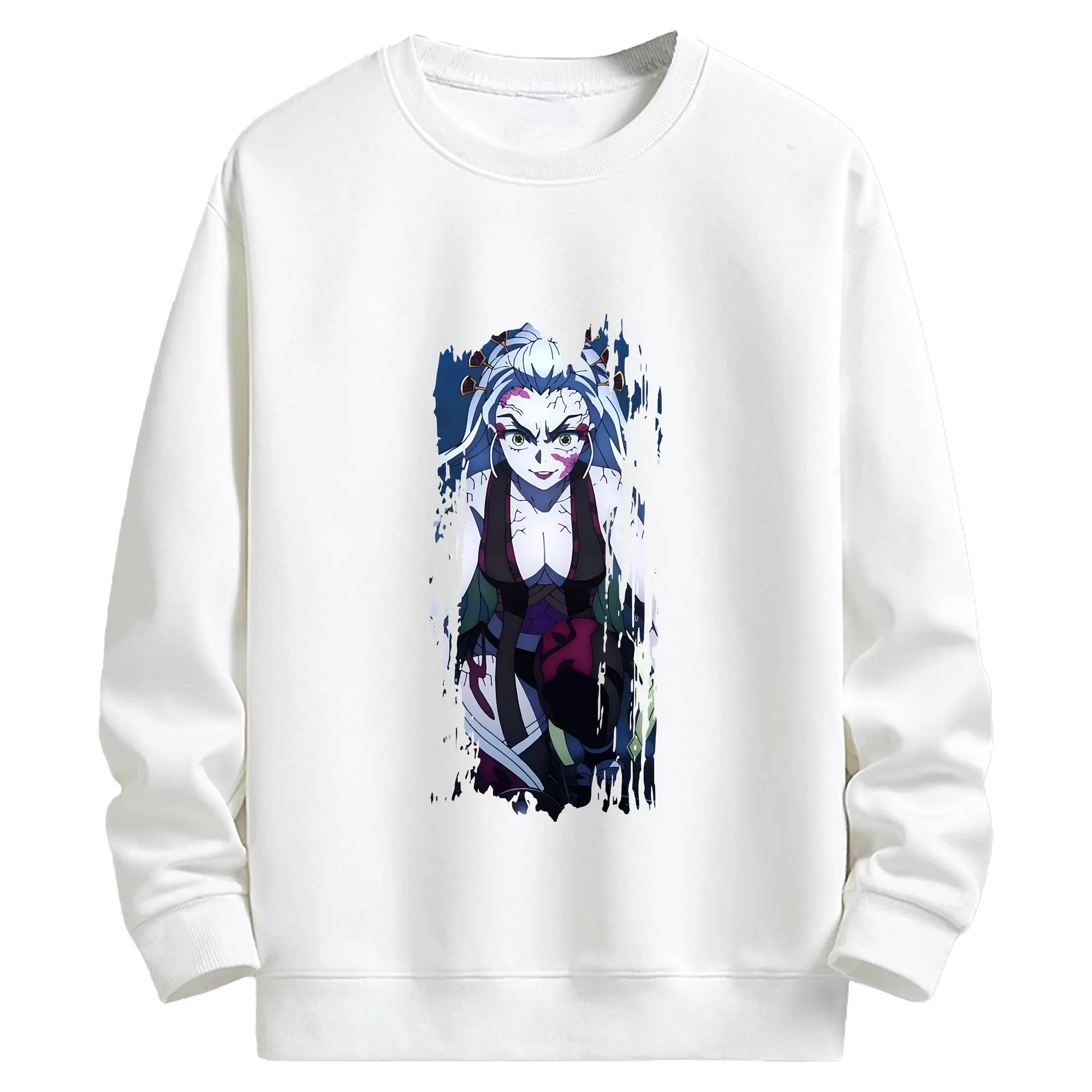 鬼滅の刃 グッズ,堕姫 - 高品質 クルーネック スウェット ・ コットン59％ ポリエステル41％ ・ ユニセックス 長袖 トレーナー ・ カジュアル デイリー スポーツ 散歩用
