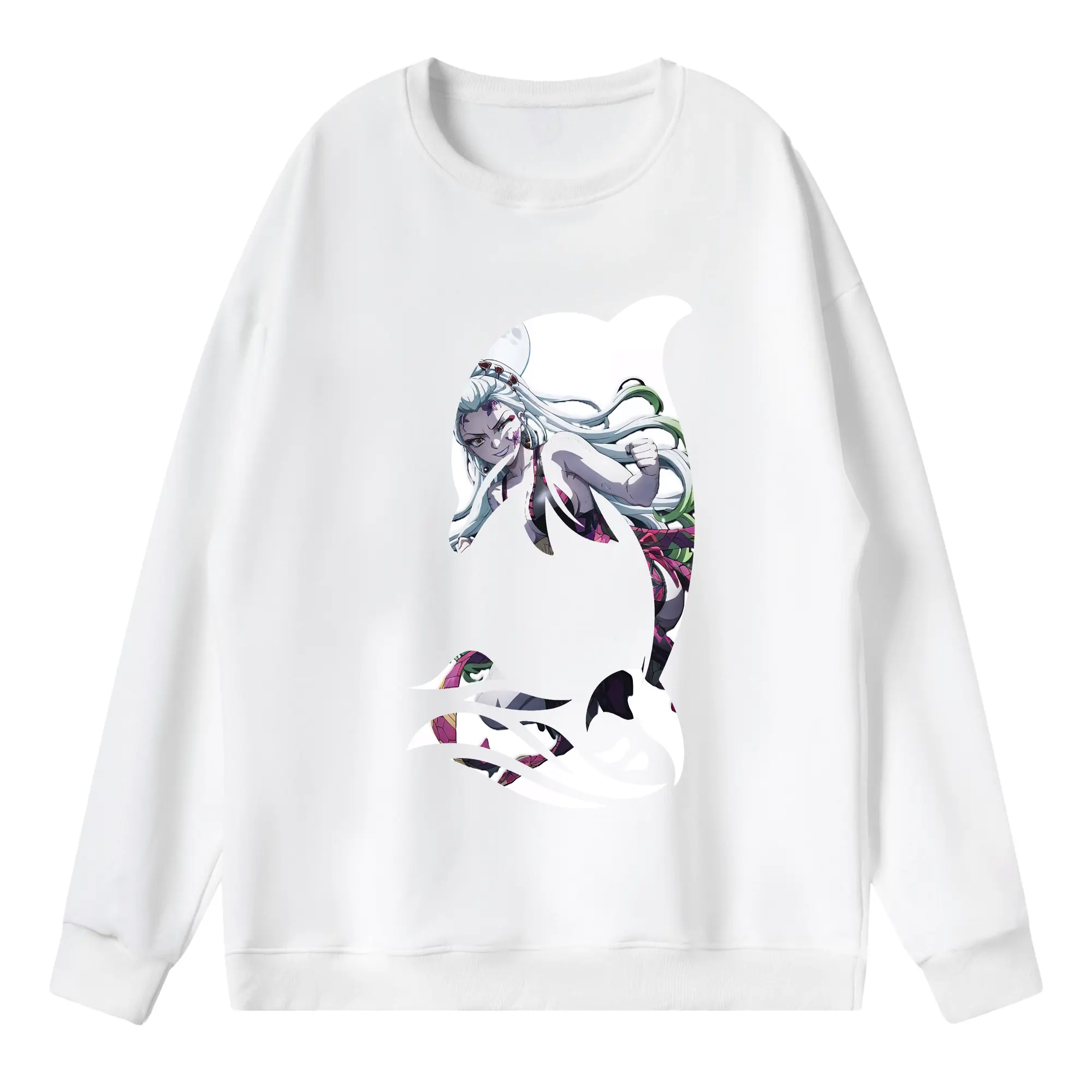 鬼滅の刃 グッズ,堕姫 - 薄手 クルーネック スウェット 裏毛260g · ポリエステル 春秋向け カジュアル 男女兼用 · トレーナー デイリー スポーツ 散歩に最適