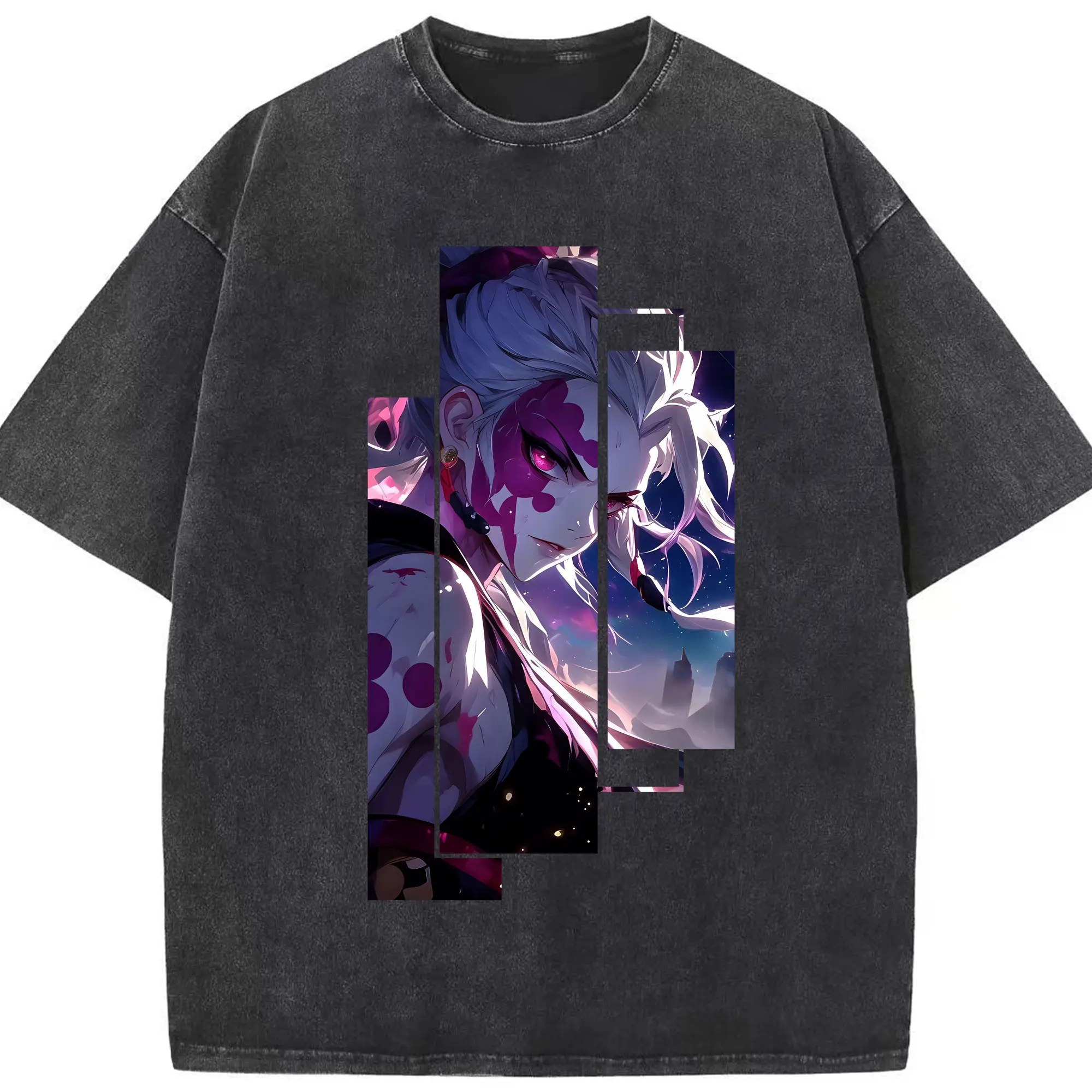 鬼滅の刃 グッズ,堕姫 - 綿100％ ヴィンテージ風 半袖Tシャツ ・ フロントプリント ・ 柔らか肌触り ・ 通気性 快適 ・ スポーツ カジュアル 外出用