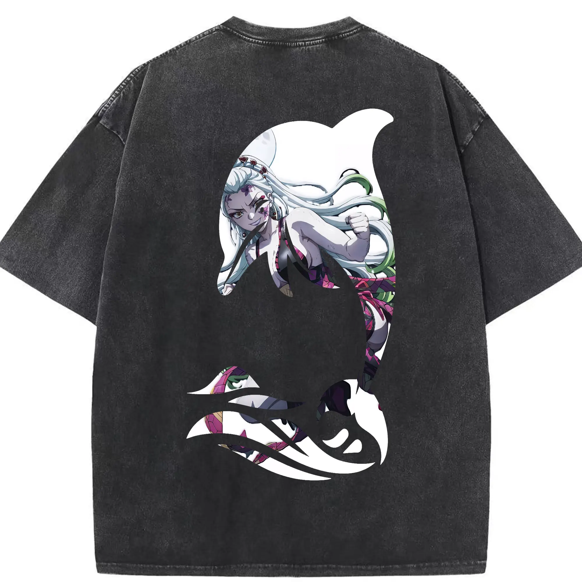 鬼滅の刃 グッズ,堕姫 - 綿100％ ヴィンテージ風 半袖Tシャツ ・ 背面プリント ・ 柔らか肌触り ・ 通気性 快適 ・ スポーツ カジュアル 外出用