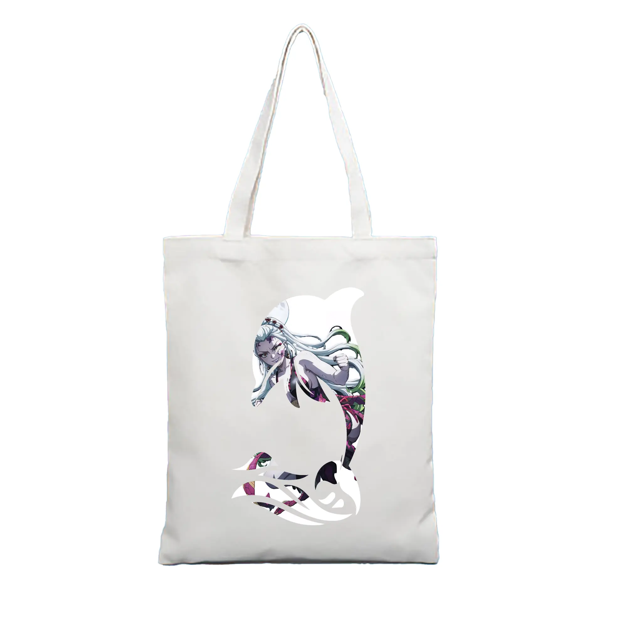 鬼滅の刃 グッズ,堕姫 - 縦型キャンバス手提げバッグ（トートバッグ） ・ キャンバス素材 ・ ショッピング用 ・ 軽量 丈夫 お手入れ簡単