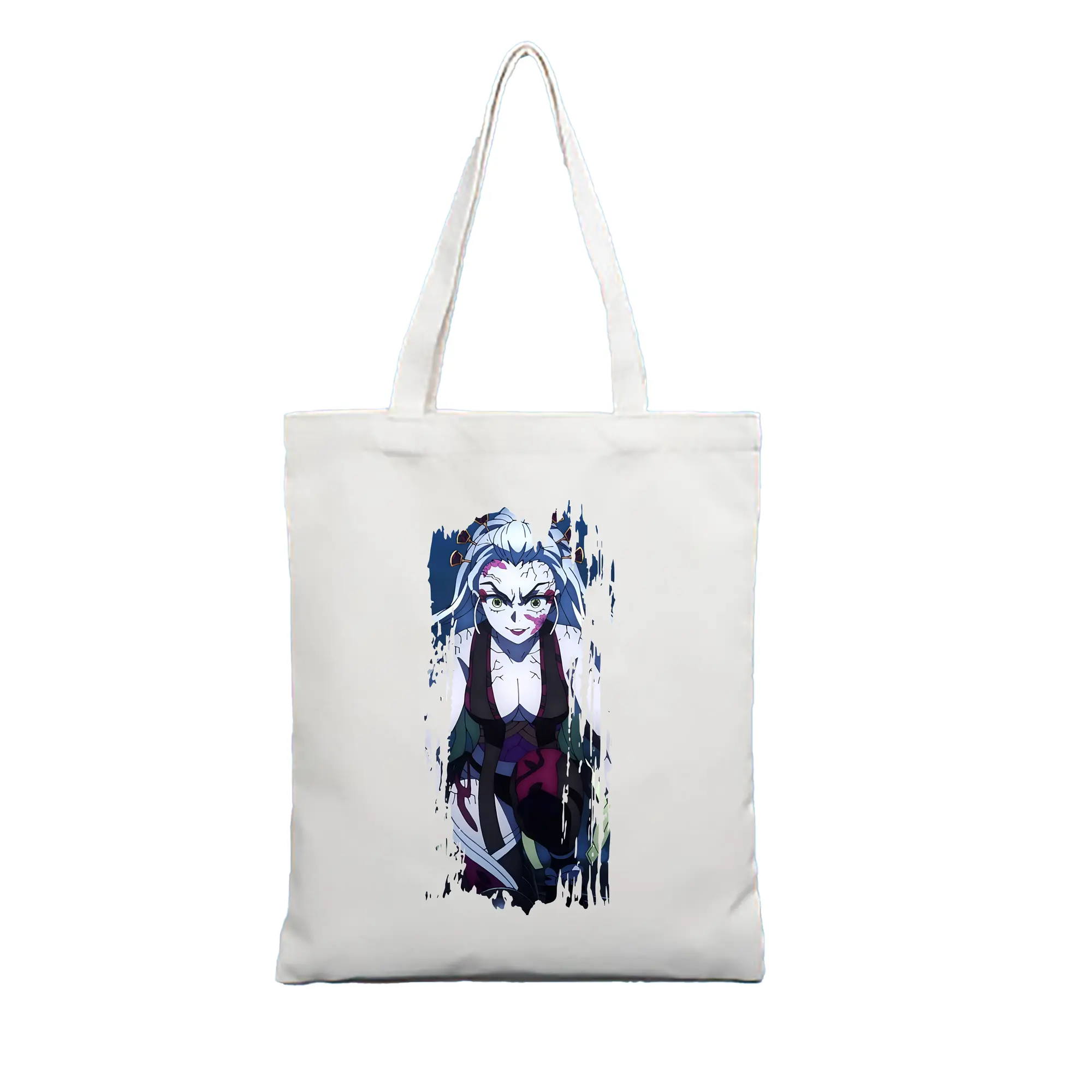 鬼滅の刃 グッズ,堕姫 - 縦型キャンバス手提げバッグ（トートバッグ） ・ キャンバス素材 ・ ショッピング用 ・ 軽量 丈夫 お手入れ簡単