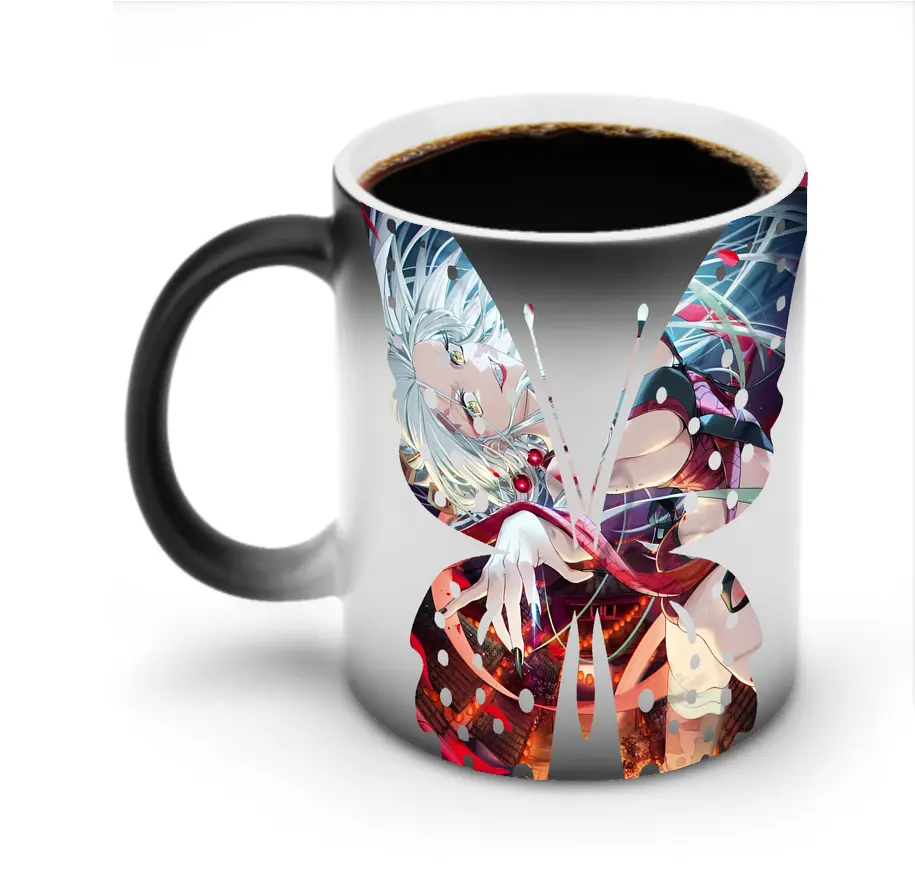 鬼滅の刃 グッズ,堕姫 - 変色マグカップ ・ セラミック ・ 熱転写プリント ・ 耐久性 高品質 ・ ギフト・自宅用 コーヒー お茶
