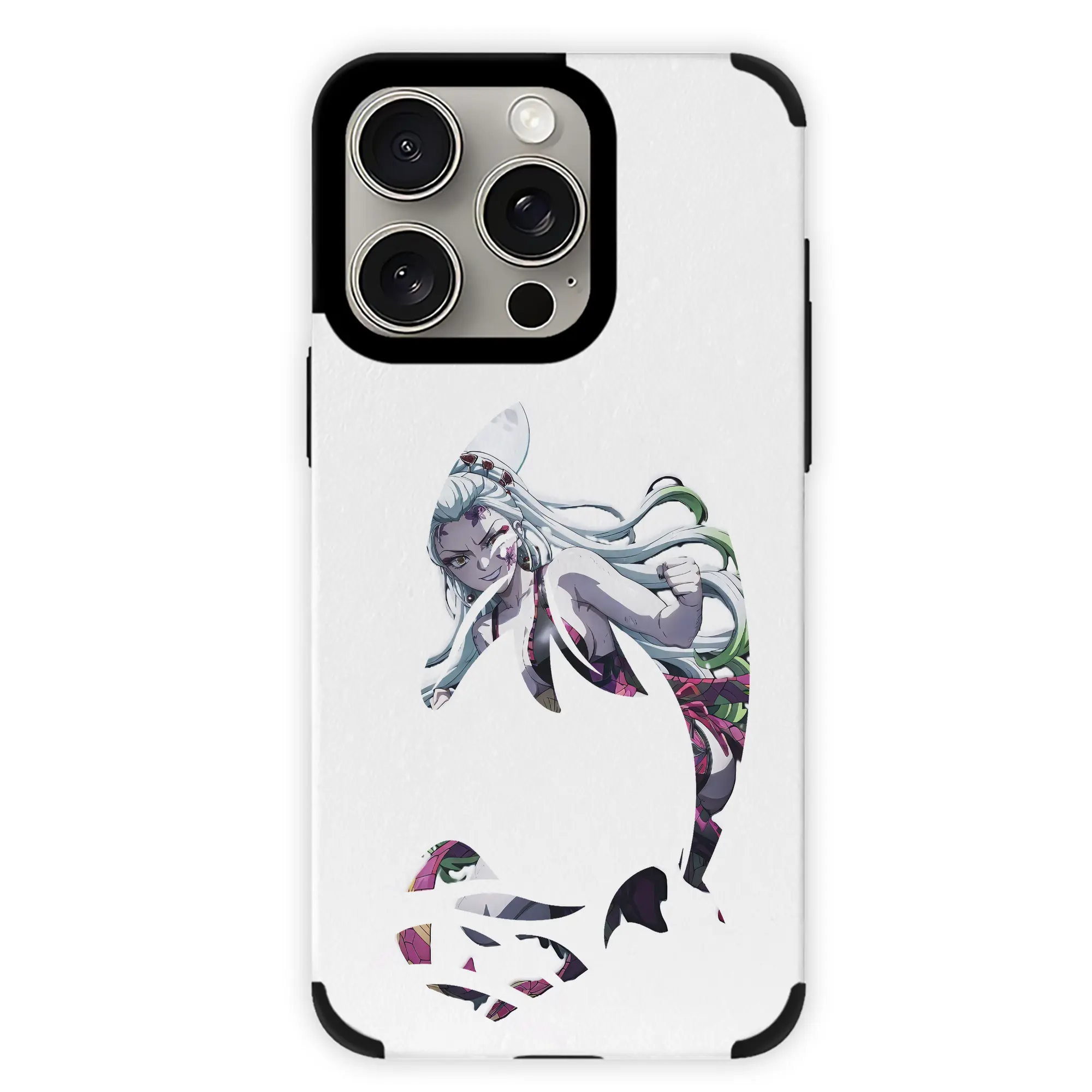 鬼滅の刃 グッズ,堕姫 - IPhone15ProMax対応 ・ PUレザースマホケース ・ 耐衝撃 ・ 黄変防止 ・ 360度全面保護 ・ 柔らか手触り ・ 3D立体ボタン