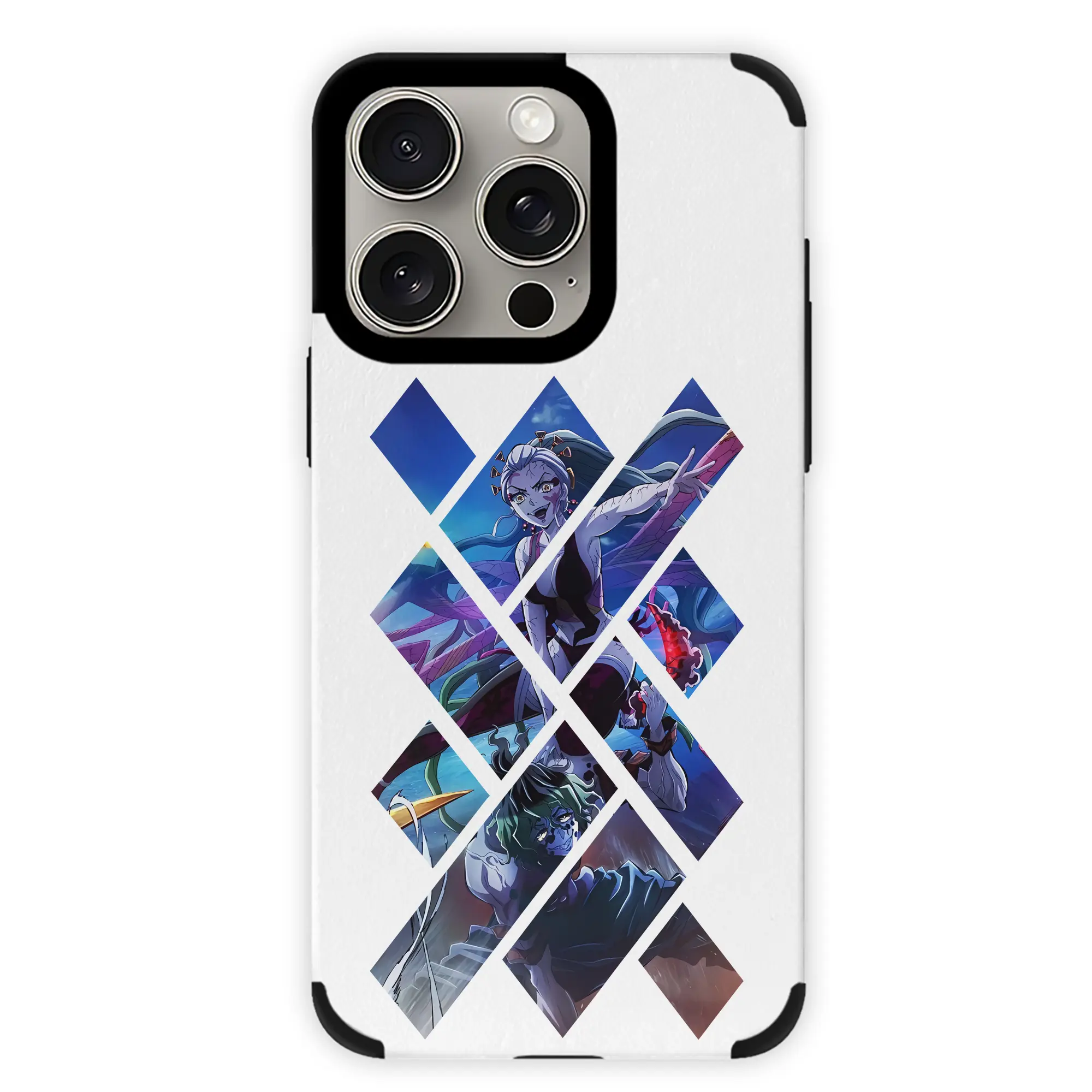 鬼滅の刃 グッズ,堕姫 - IPhone15ProMax対応 ・ PUレザースマホケース ・ 耐衝撃 ・ 黄変防止 ・ 360度全面保護 ・ 柔らか手触り ・ 3D立体ボタン