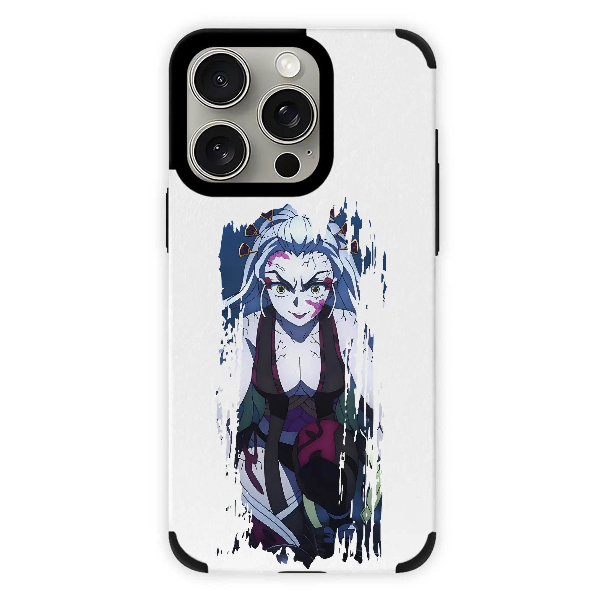 鬼滅の刃 グッズ,堕姫 - IPhone15ProMax対応 ・ PUレザースマホケース ・ 耐衝撃 ・ 黄変防止 ・ 360度全面保護 ・ 柔らか手触り ・ 3D立体ボタン