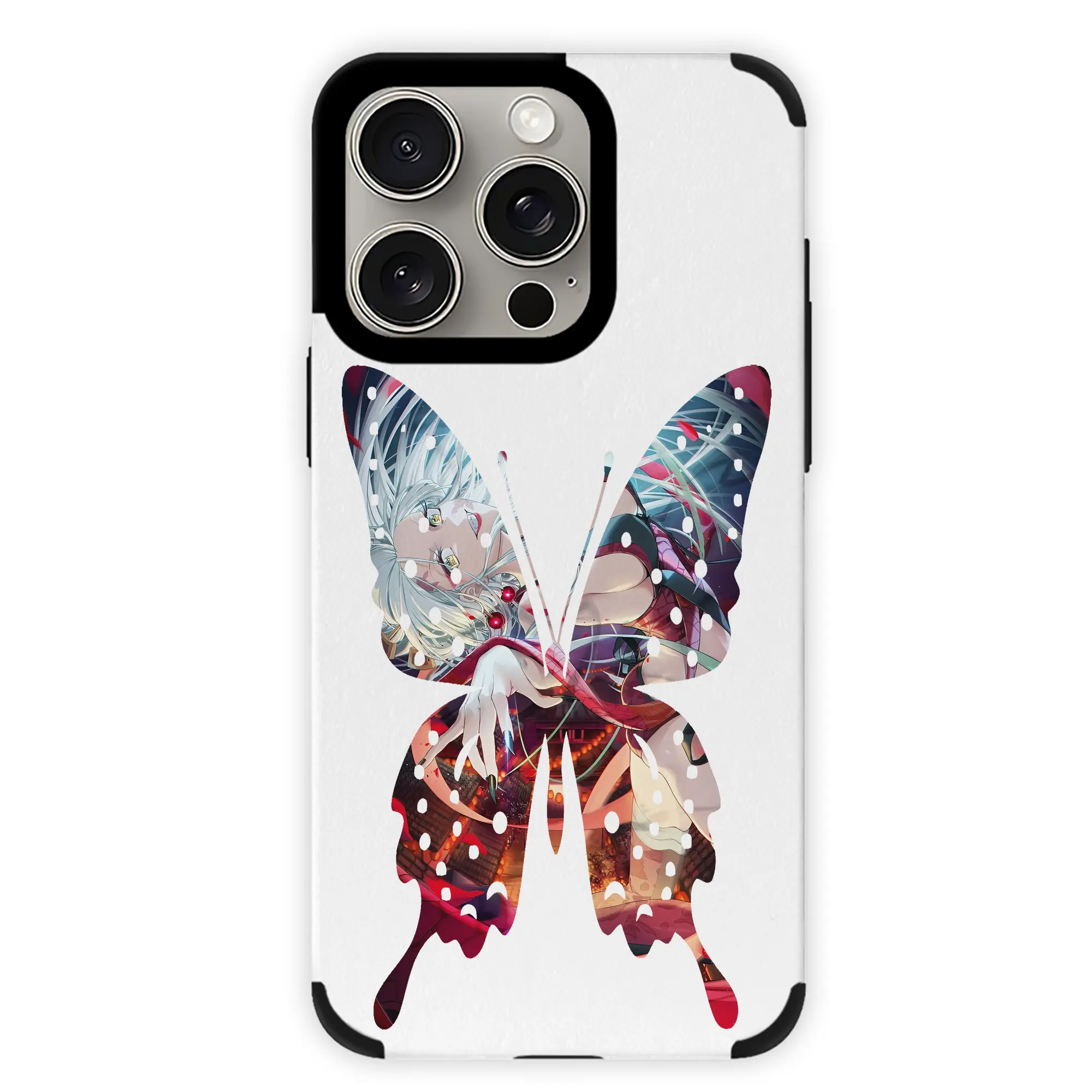 鬼滅の刃 グッズ,堕姫 - IPhone15ProMax対応 ・ PUレザースマホケース ・ 耐衝撃 ・ 黄変防止 ・ 360度全面保護 ・ 柔らか手触り ・ 3D立体ボタン