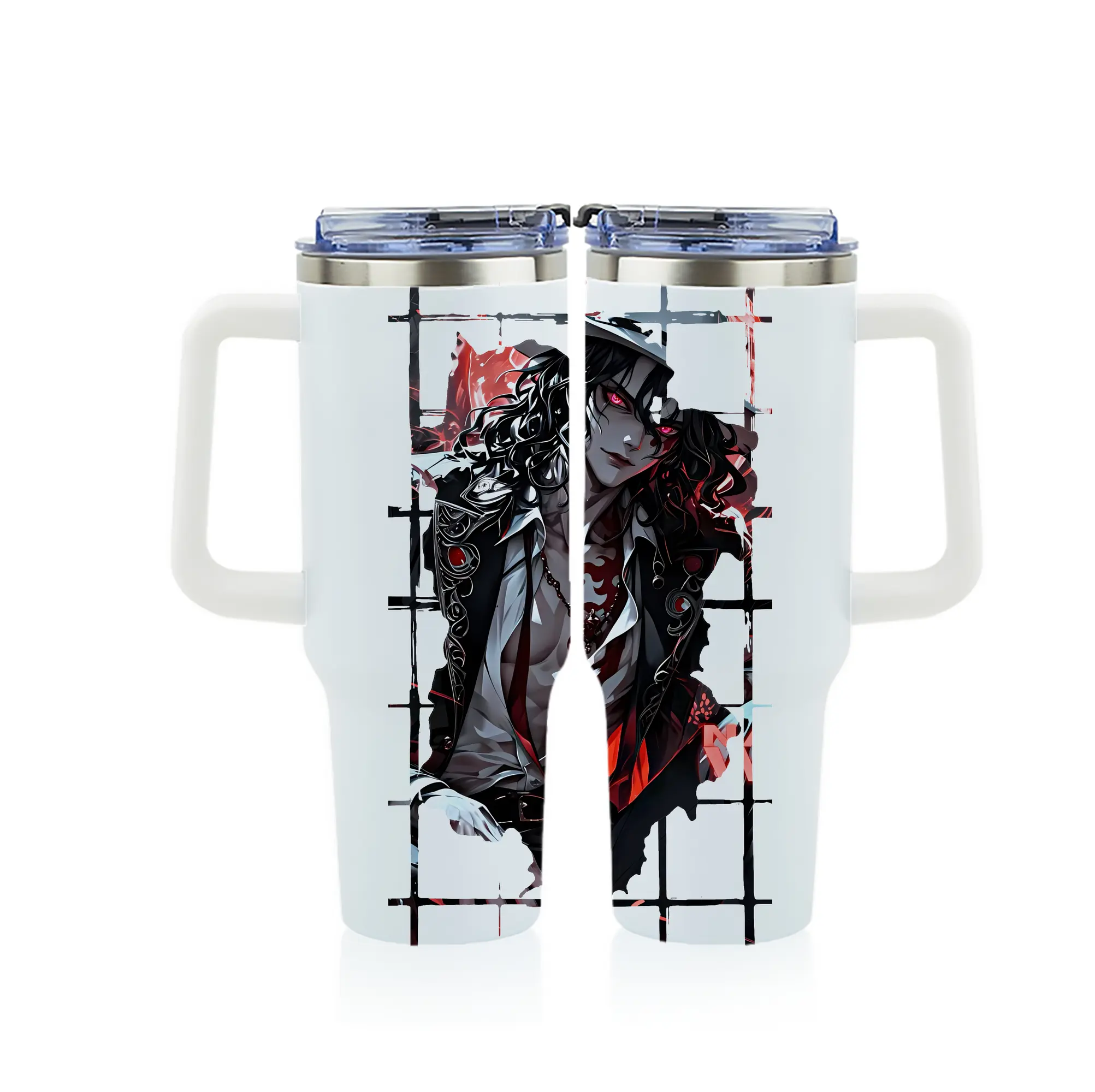 鬼滅の刃 グッズ,鬼舞辻 無惨 - 1200mL フルプリント車用タンブラー ・ 304ステンレス 内側 ・ 201ステンレス 外側 ・ 保温 保冷 ・ 通勤 ドライブ アウトドア用