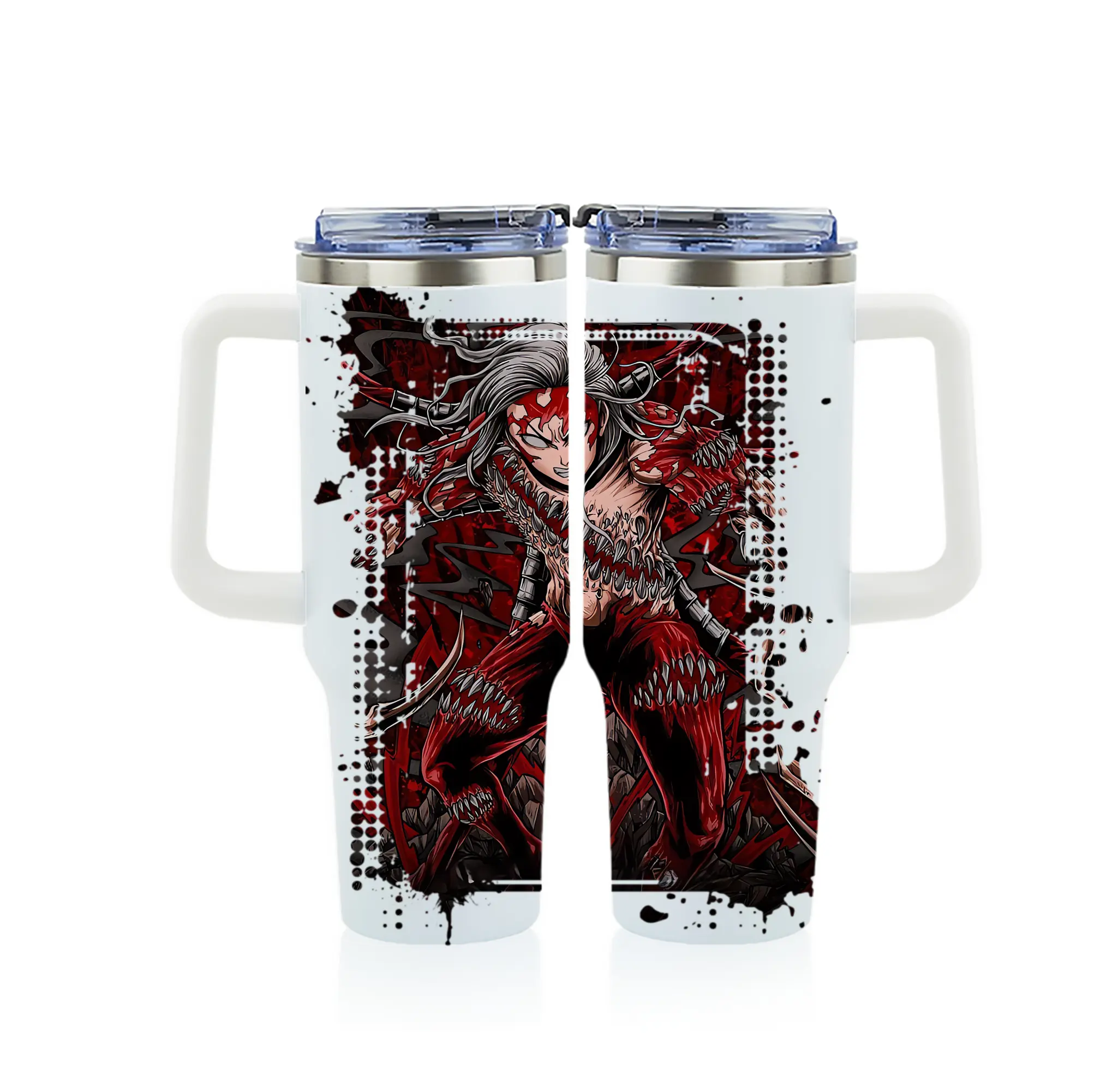 鬼滅の刃 グッズ,鬼舞辻 無惨 - 1200mL フルプリント車用タンブラー ・ 304ステンレス 内側 ・ 201ステンレス 外側 ・ 保温 保冷 ・ 通勤 ドライブ アウトドア用