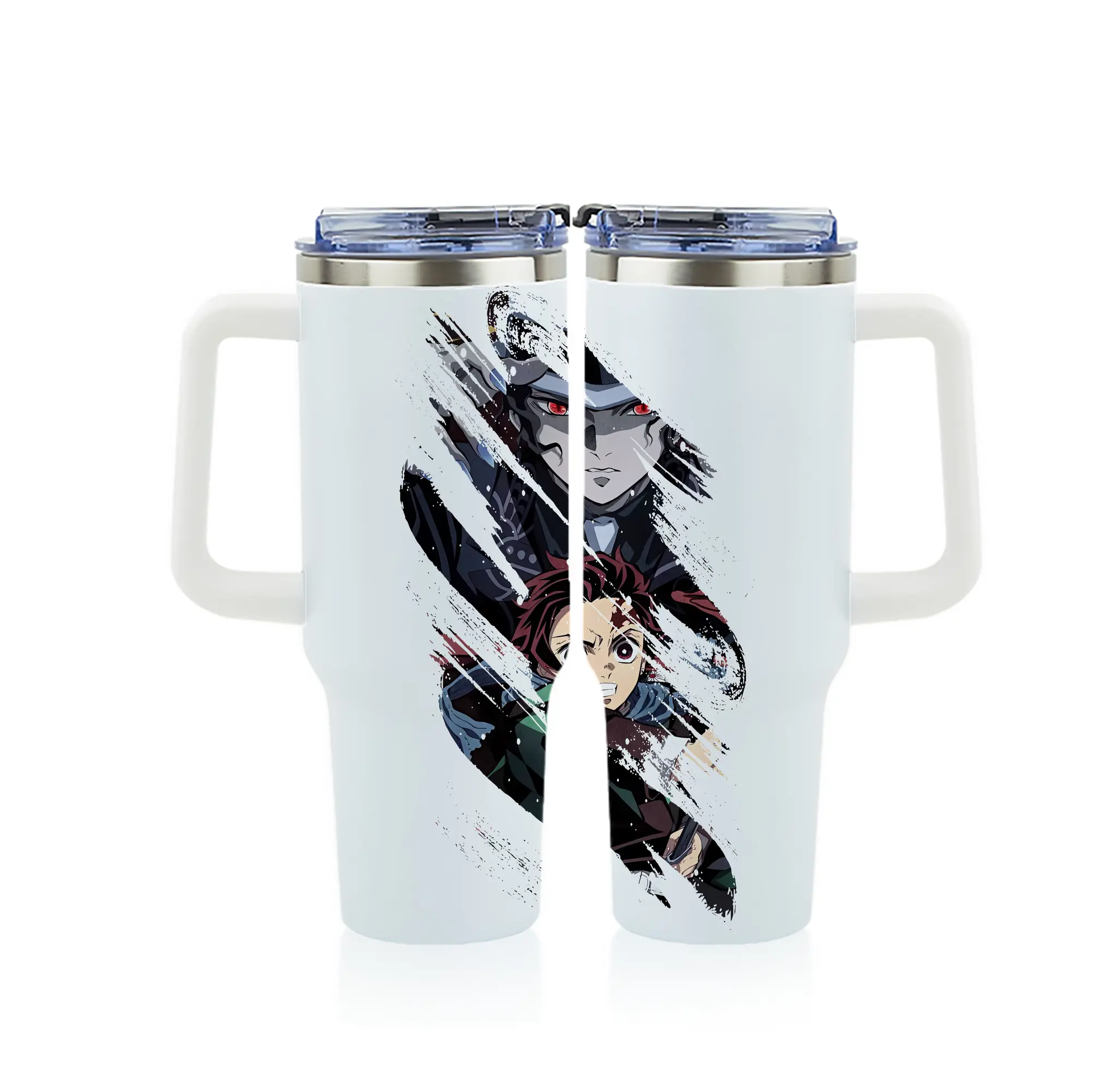 鬼滅の刃 グッズ,鬼舞辻 無惨 - 1200mL フルプリント車用タンブラー ・ 304ステンレス 内側 ・ 201ステンレス 外側 ・ 保温 保冷 ・ 通勤 ドライブ アウトドア用