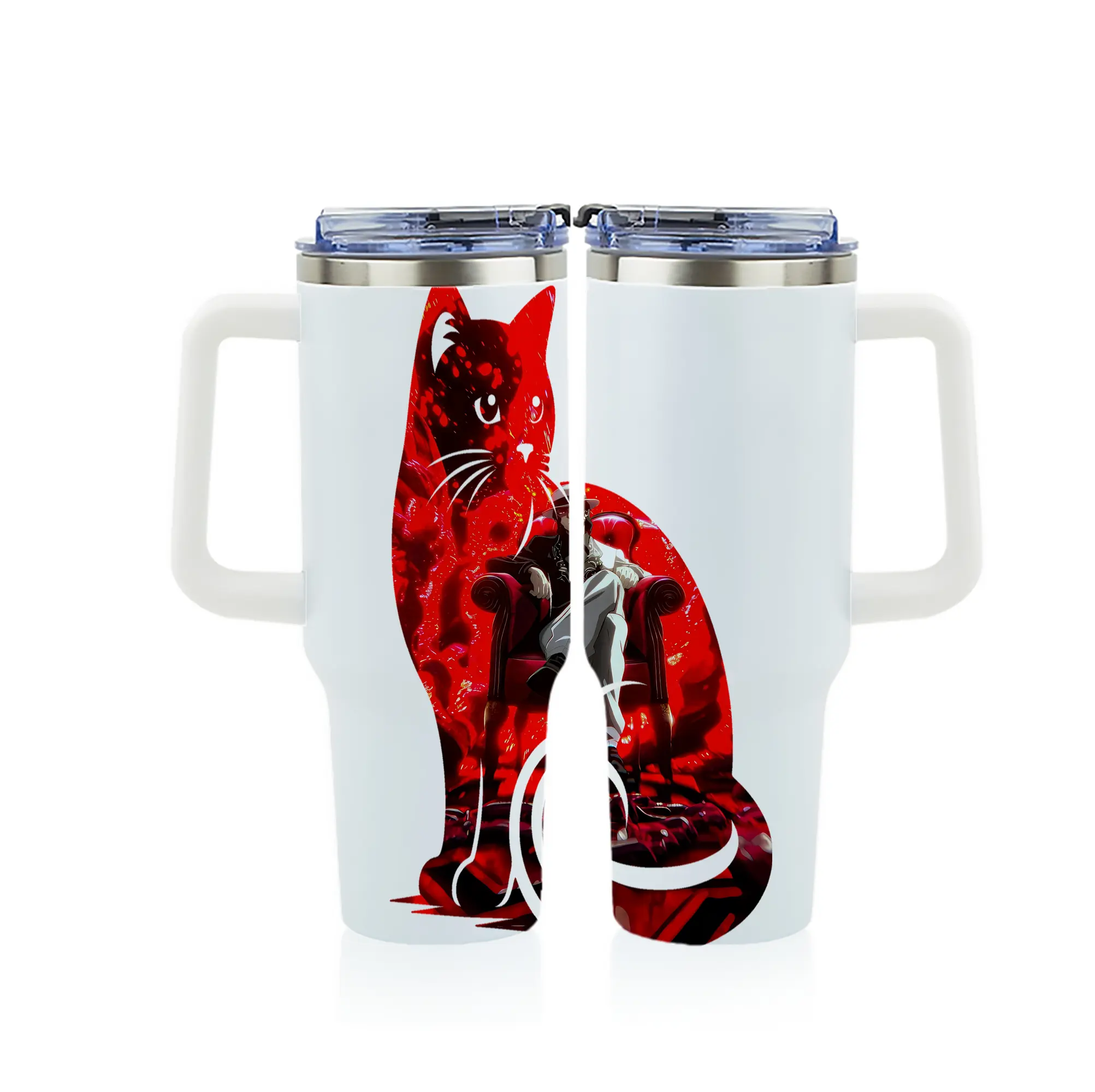 鬼滅の刃 グッズ,鬼舞辻 無惨 - 1200mL フルプリント車用タンブラー ・ 304ステンレス 内側 ・ 201ステンレス 外側 ・ 保温 保冷 ・ 通勤 ドライブ アウトドア用