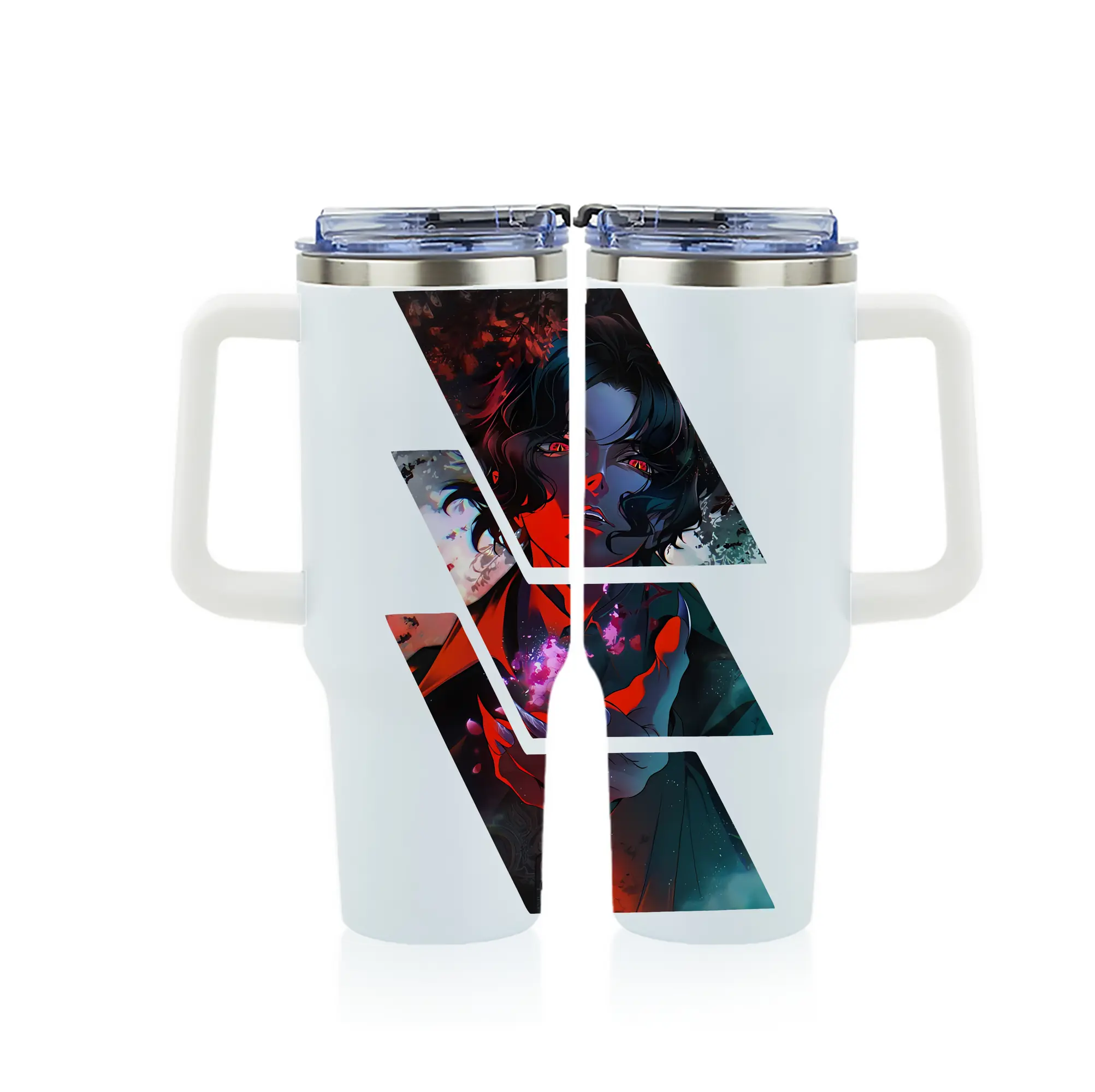 鬼滅の刃 グッズ,鬼舞辻 無惨 - 1200mL フルプリント車用タンブラー ・ 304ステンレス 内側 ・ 201ステンレス 外側 ・ 保温 保冷 ・ 通勤 ドライブ アウトドア用