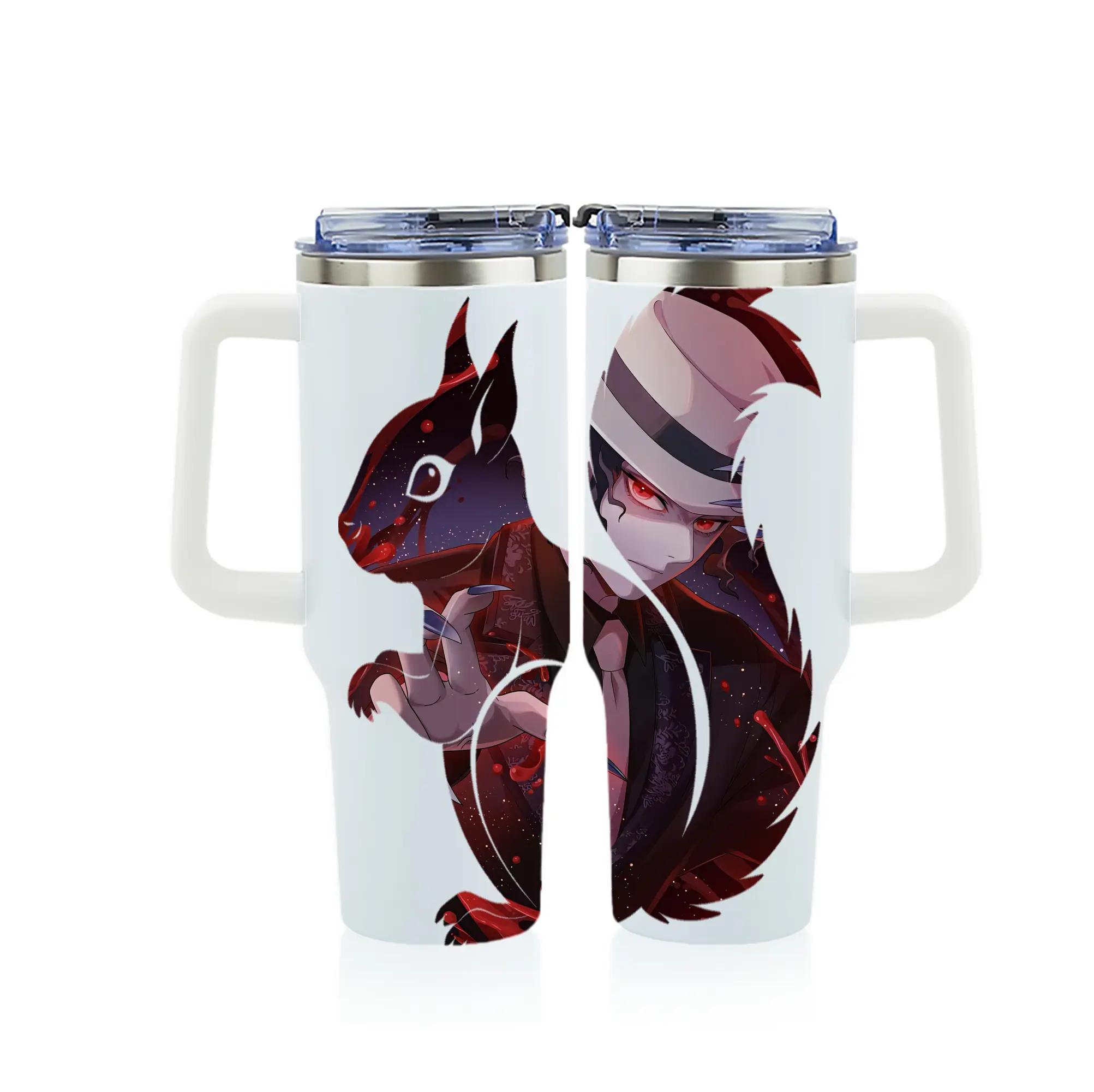 鬼滅の刃 グッズ,鬼舞辻 無惨 - 1200mL フルプリント車用タンブラー ・ 304ステンレス 内側 ・ 201ステンレス 外側 ・ 保温 保冷 ・ 通勤 ドライブ アウトドア用