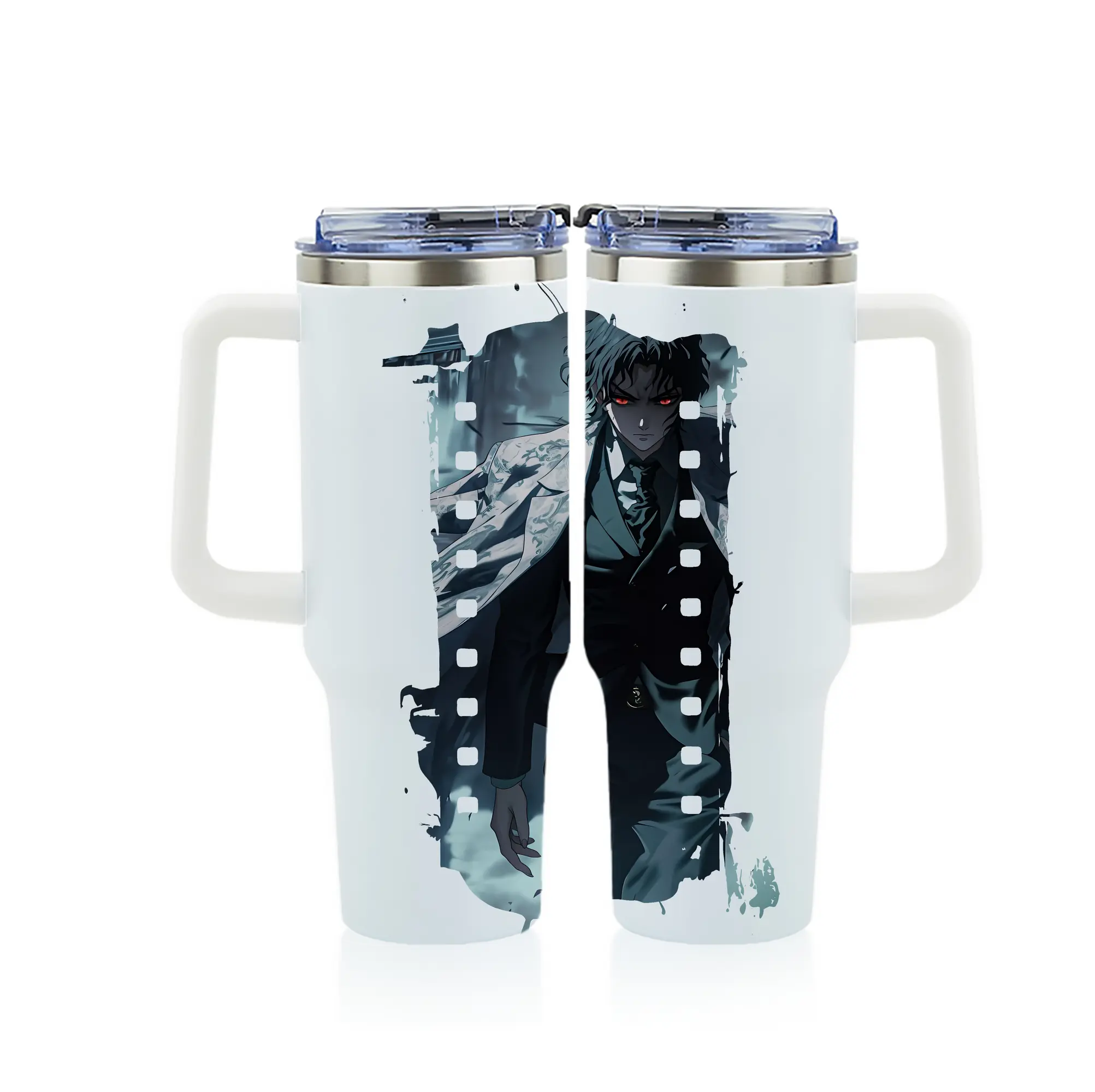 鬼滅の刃 グッズ,鬼舞辻 無惨 - 1200mL フルプリント車用タンブラー ・ 304ステンレス 内側 ・ 201ステンレス 外側 ・ 保温 保冷 ・ 通勤 ドライブ アウトドア用
