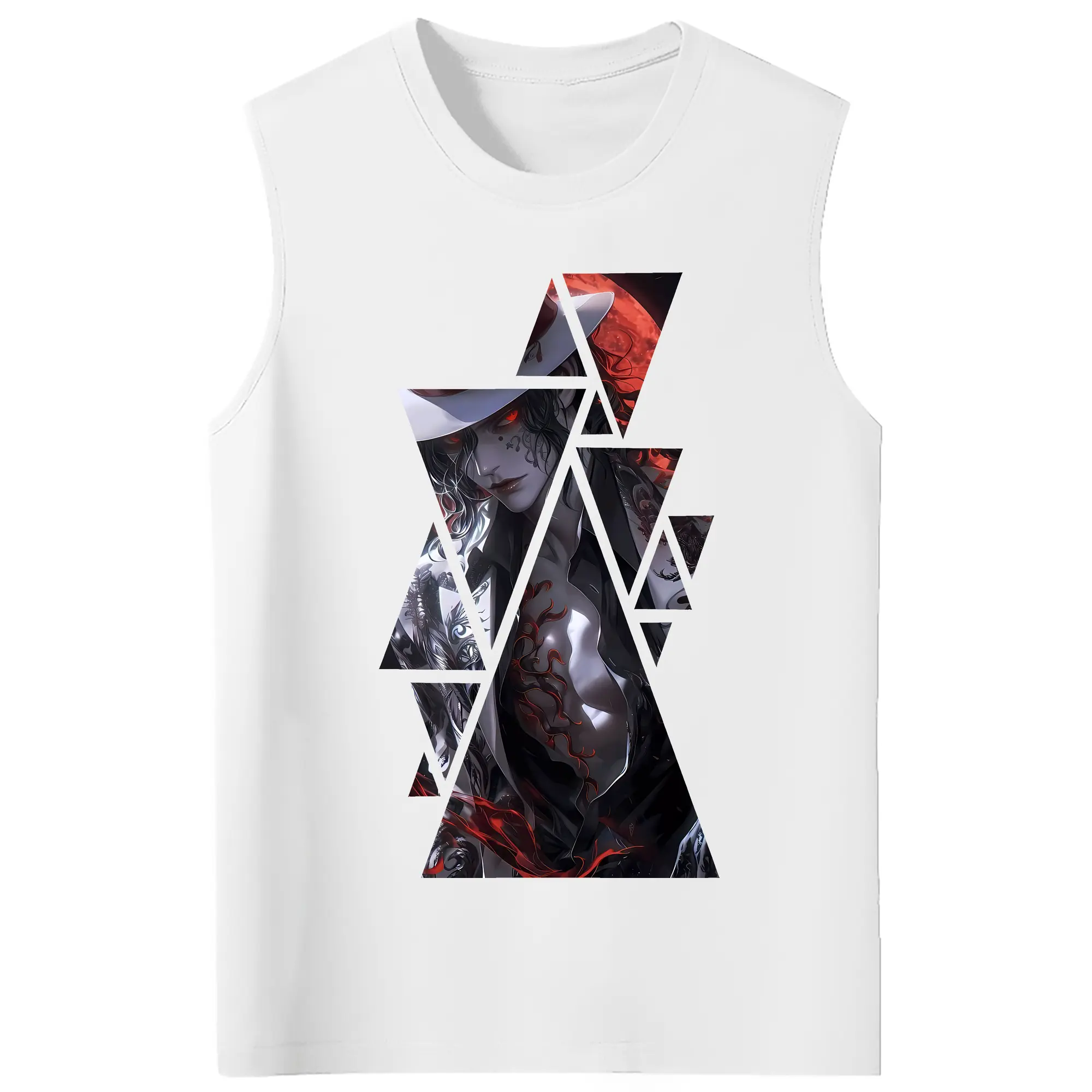 鬼滅の刃 グッズ,鬼舞辻 無惨 - コットン100％ タンクトップ ・ フロントプリント ・ タイトフィット ・ 快適 通気性 ・ スポーツ カジュアル 散歩用