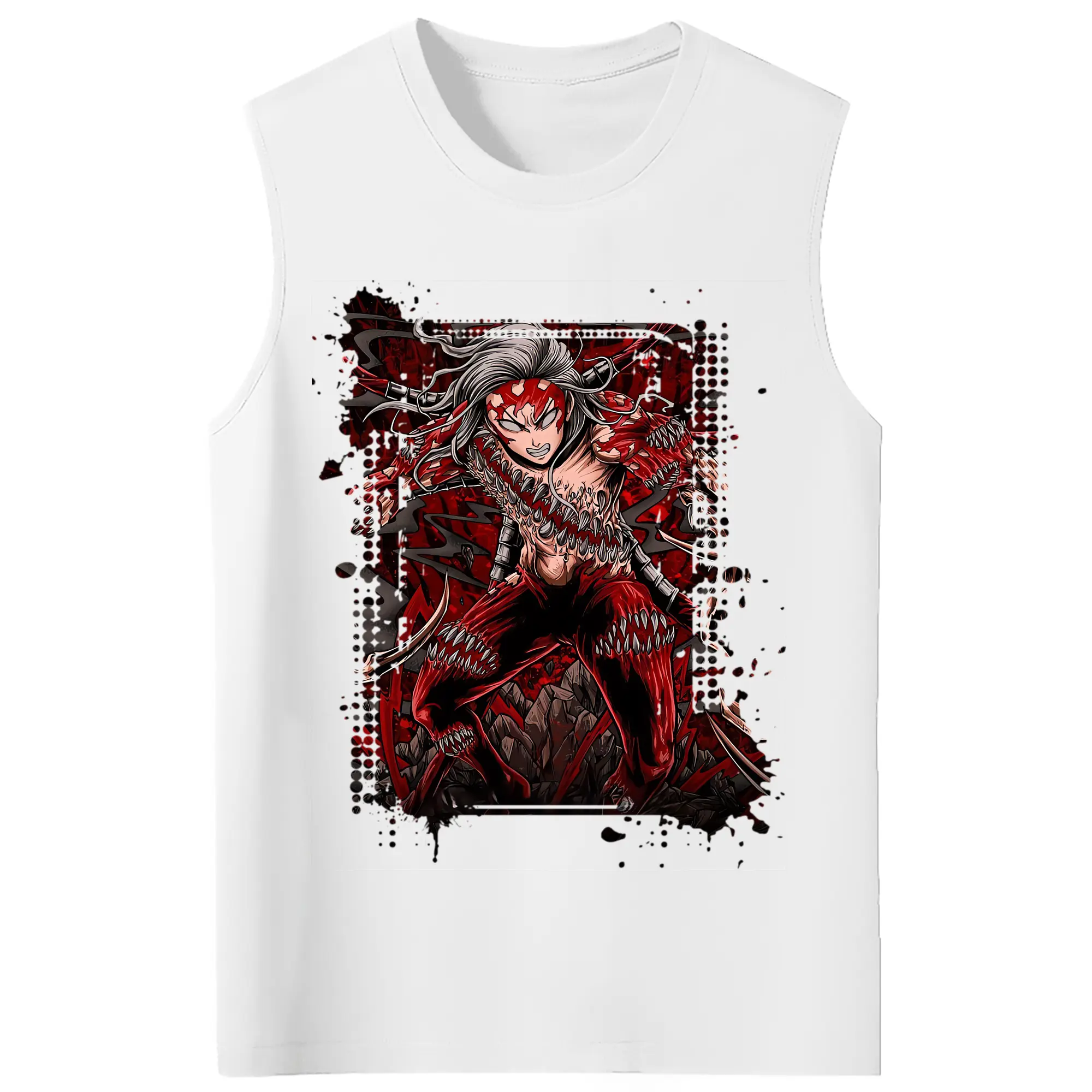 鬼滅の刃 グッズ,鬼舞辻 無惨 - コットン100％ タンクトップ ・ フロントプリント ・ タイトフィット ・ 快適 通気性 ・ スポーツ カジュアル 散歩用