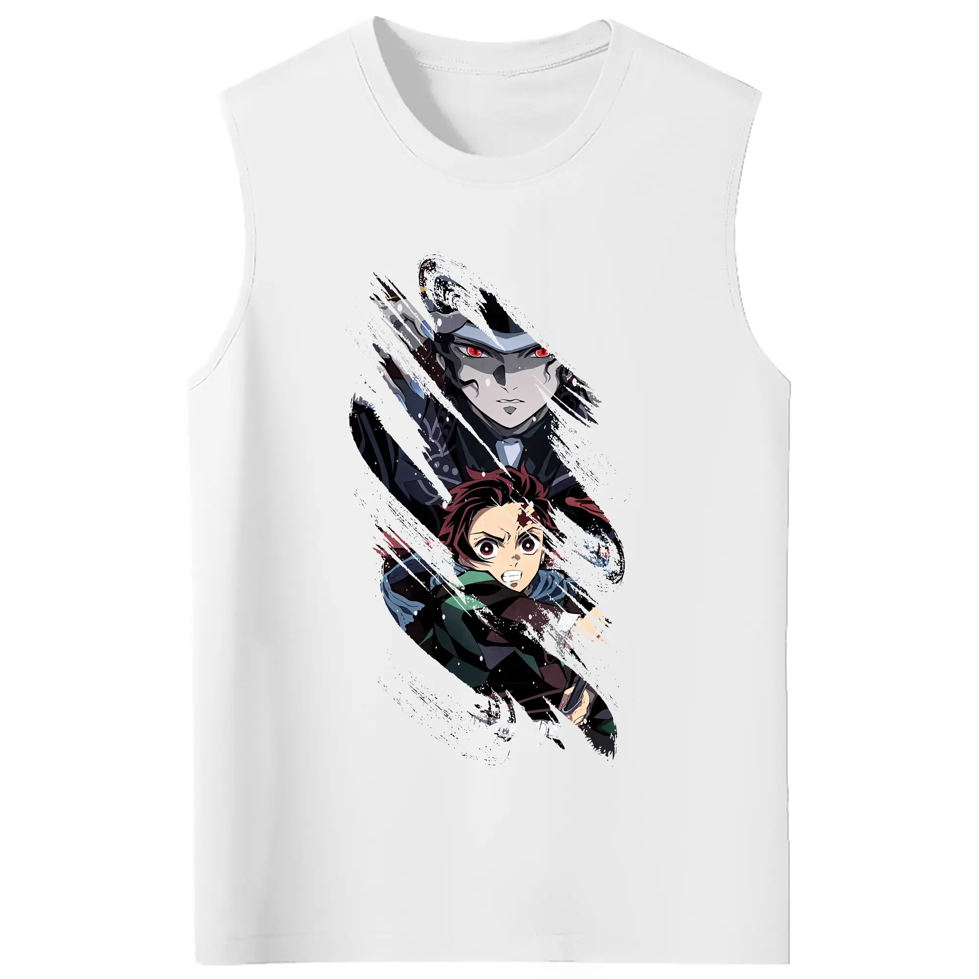 鬼滅の刃 グッズ,鬼舞辻 無惨 - コットン100％ タンクトップ ・ フロントプリント ・ タイトフィット ・ 快適 通気性 ・ スポーツ カジュアル 散歩用