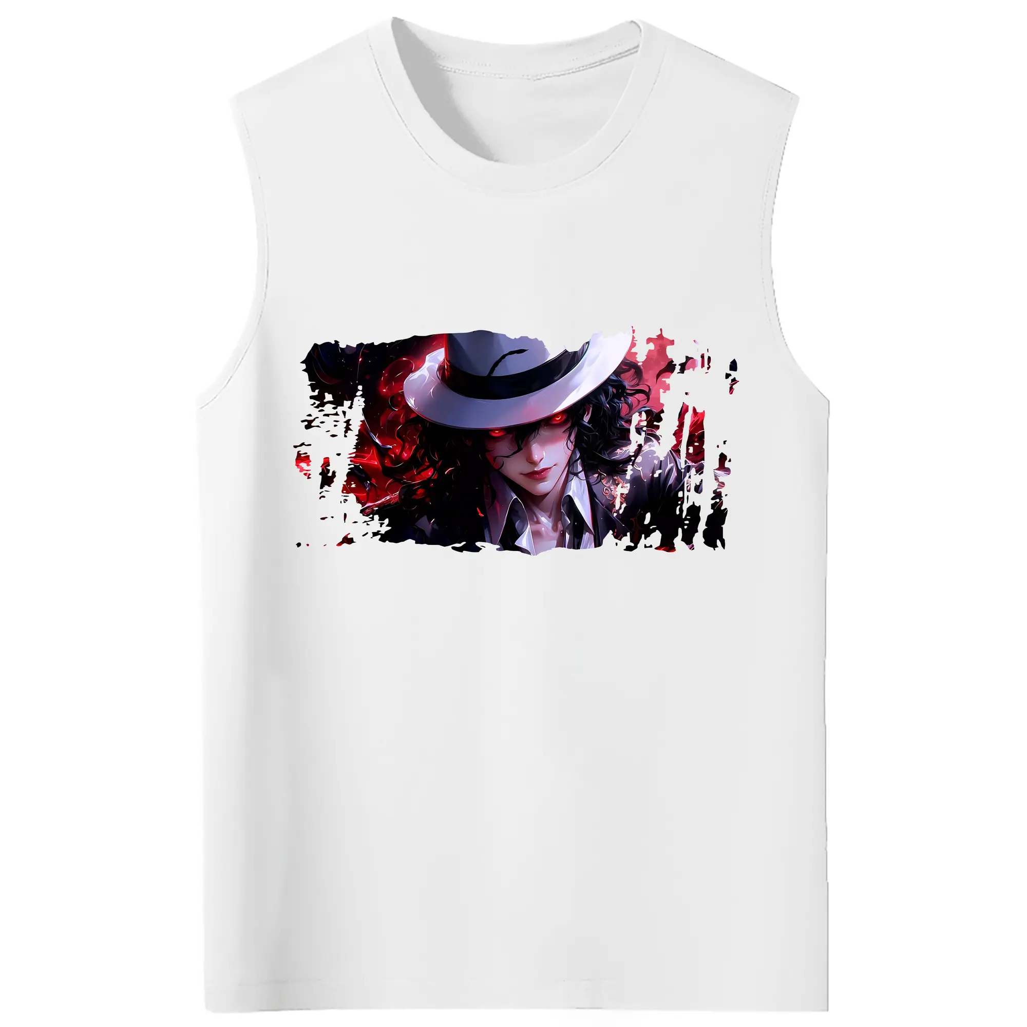 鬼滅の刃 グッズ,鬼舞辻 無惨 - コットン100％ タンクトップ ・ フロントプリント ・ タイトフィット ・ 快適 通気性 ・ スポーツ カジュアル 散歩用