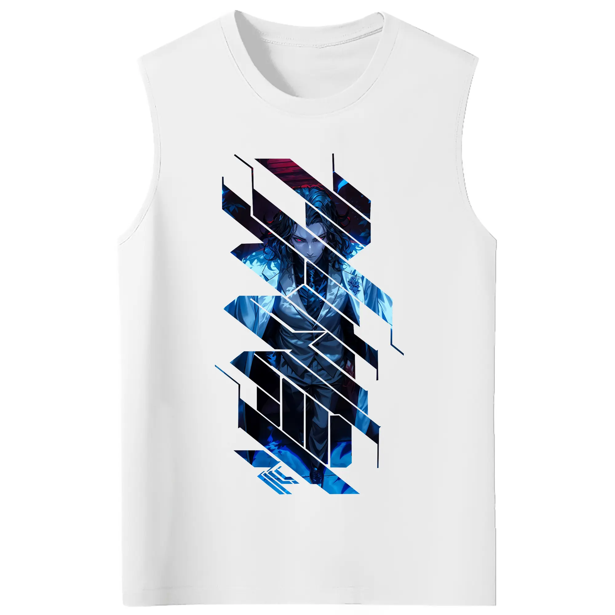 鬼滅の刃 グッズ,鬼舞辻 無惨 - コットン100％ タンクトップ ・ フロントプリント ・ タイトフィット ・ 快適 通気性 ・ スポーツ カジュアル 散歩用