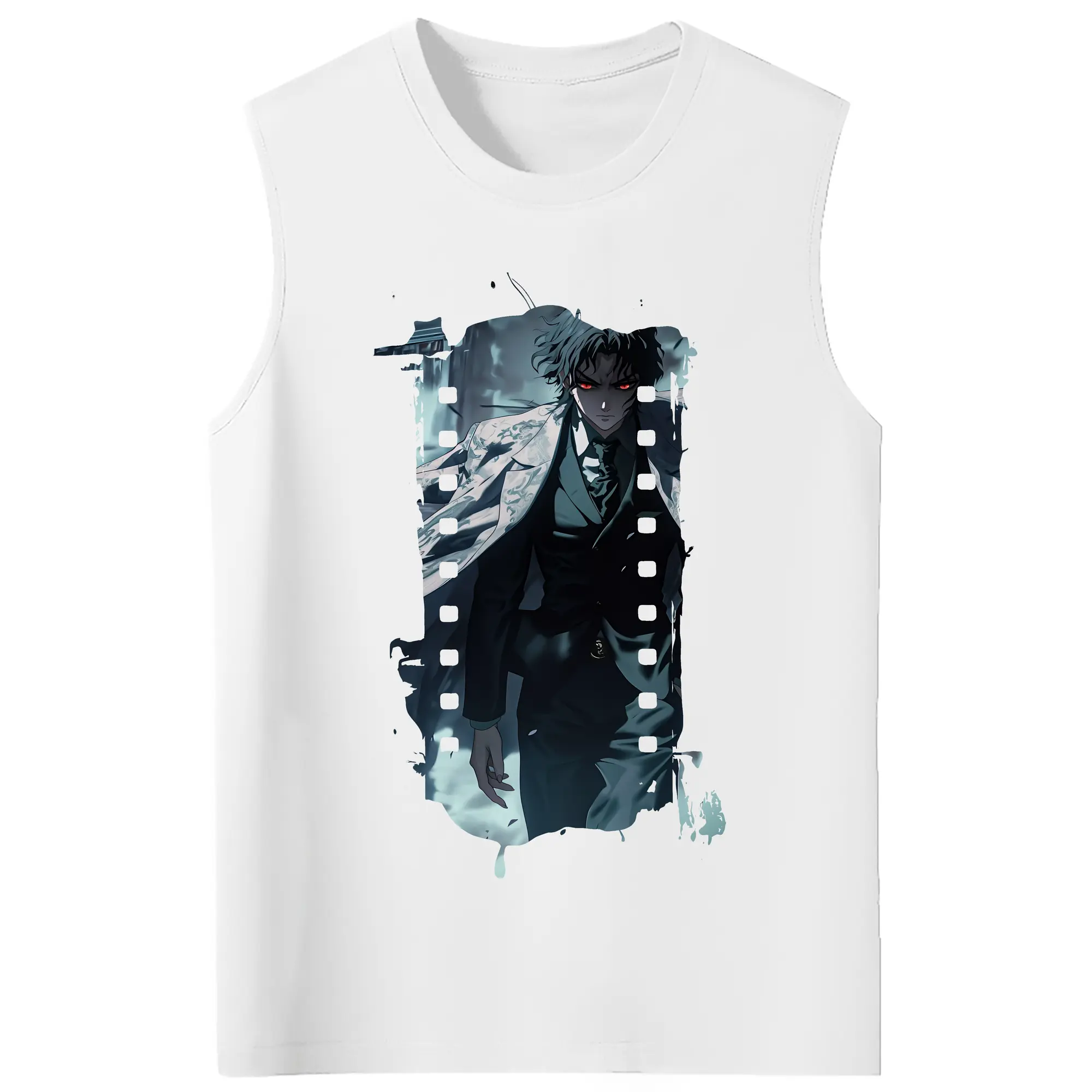 鬼滅の刃 グッズ,鬼舞辻 無惨 - コットン100％ タンクトップ ・ フロントプリント ・ タイトフィット ・ 快適 通気性 ・ スポーツ カジュアル 散歩用