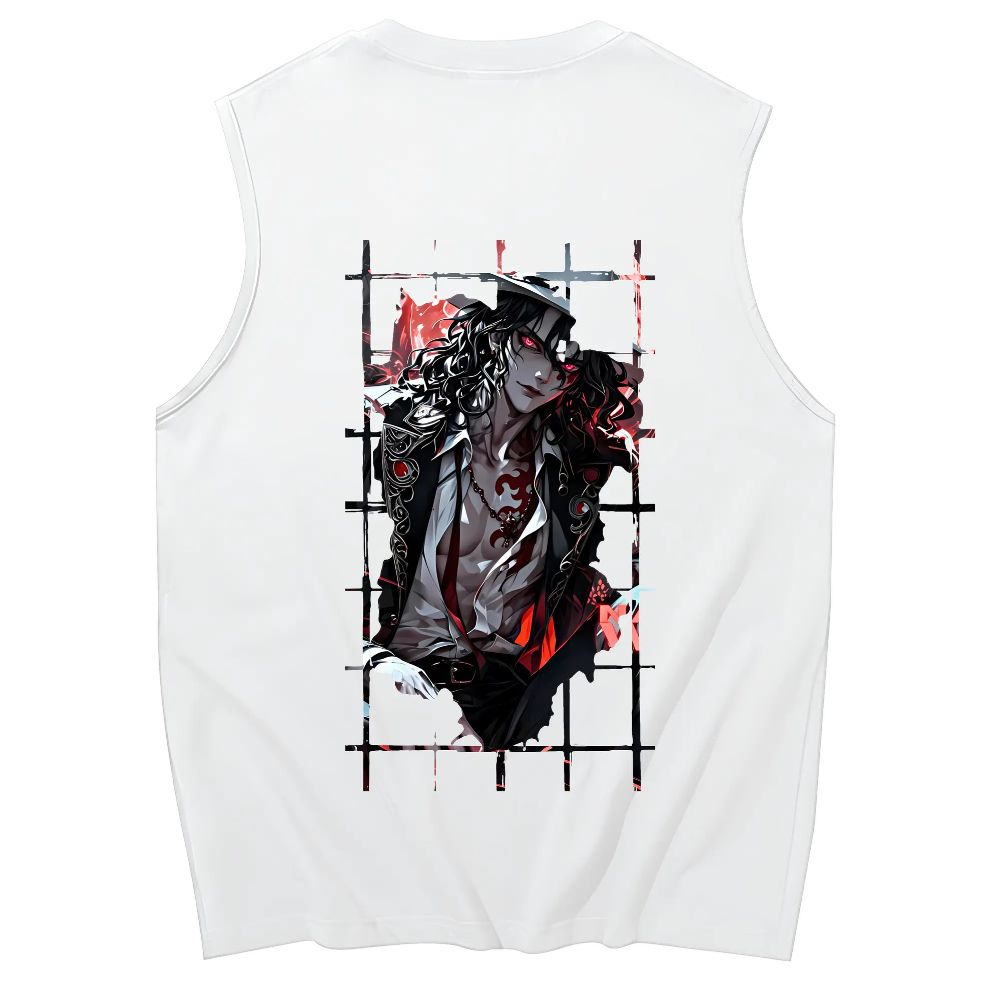 鬼滅の刃 グッズ,鬼舞辻 無惨 - コットン100％ タンクトップ ・ 背面プリント ・ タイトシルエット ・ 快適 通気性 ・ スポーツ カジュアル 散歩用