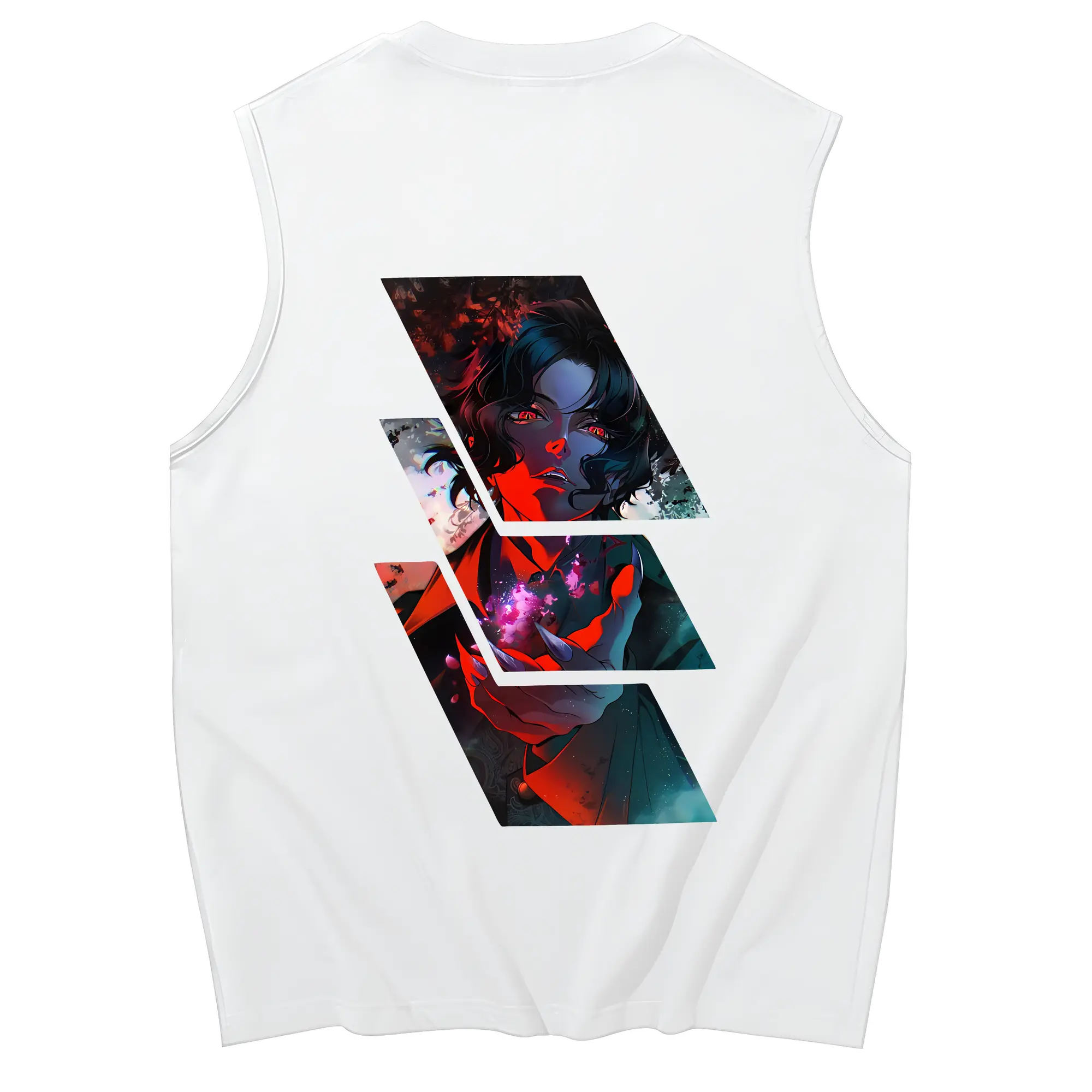 鬼滅の刃 グッズ,鬼舞辻 無惨 - コットン100％ タンクトップ ・ 背面プリント ・ タイトシルエット ・ 快適 通気性 ・ スポーツ カジュアル 散歩用