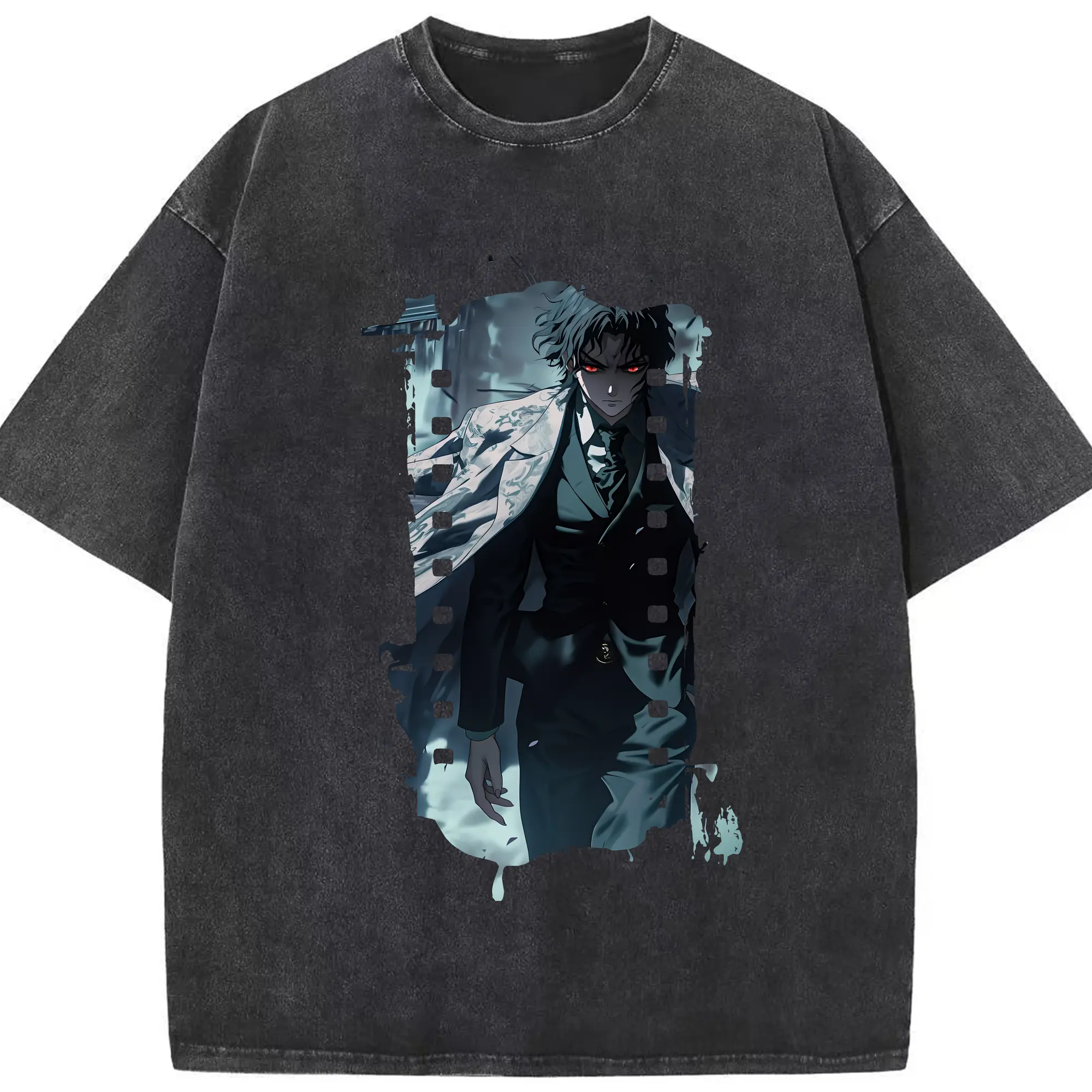 鬼滅の刃 グッズ,鬼舞辻 無惨 - 綿100％ ヴィンテージ風 半袖Tシャツ ・ フロントプリント ・ 柔らか肌触り ・ 通気性 快適 ・ スポーツ カジュアル 外出用