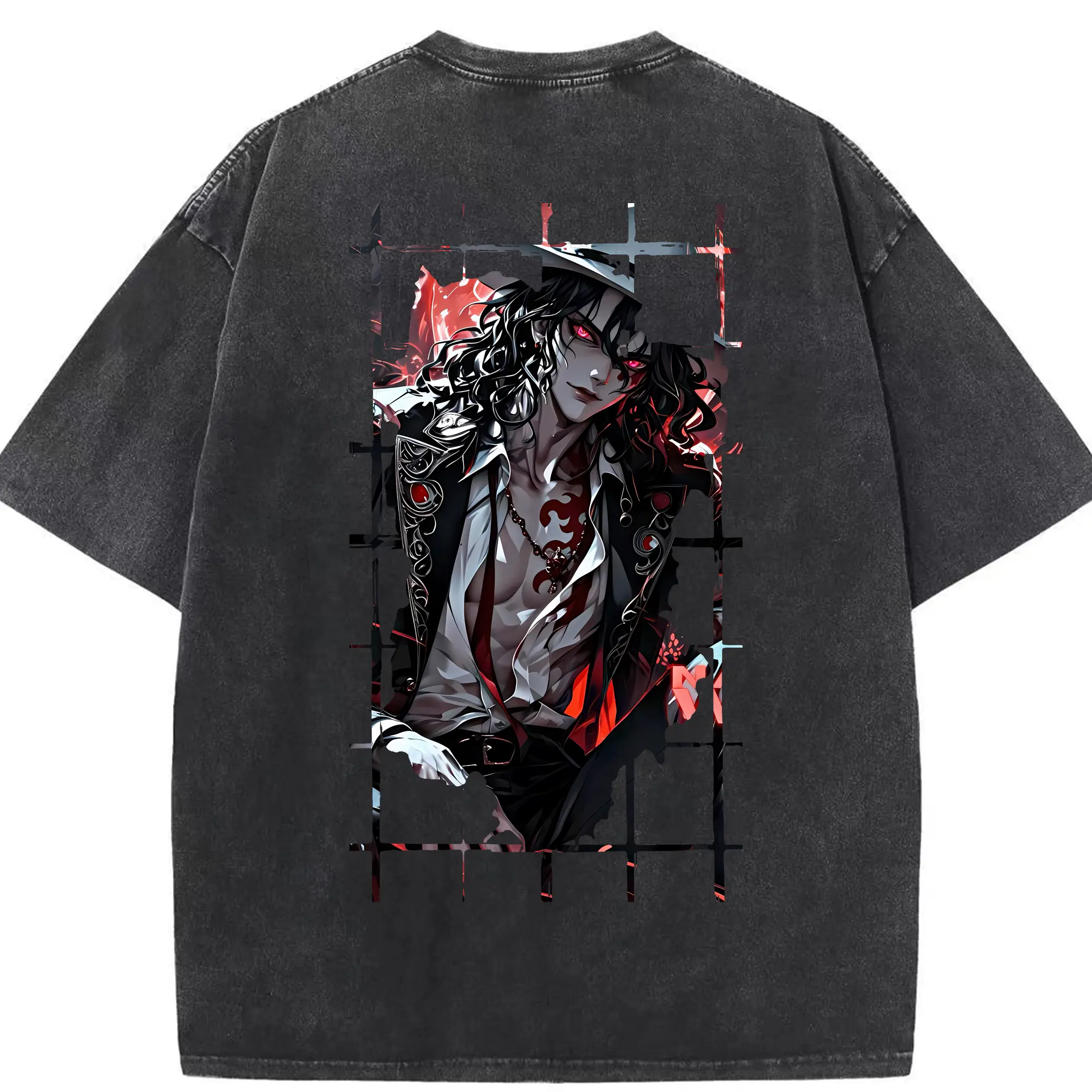 鬼滅の刃 グッズ,鬼舞辻 無惨 - 綿100％ ヴィンテージ風 半袖Tシャツ ・ 背面プリント ・ 柔らか肌触り ・ 通気性 快適 ・ スポーツ カジュアル 外出用