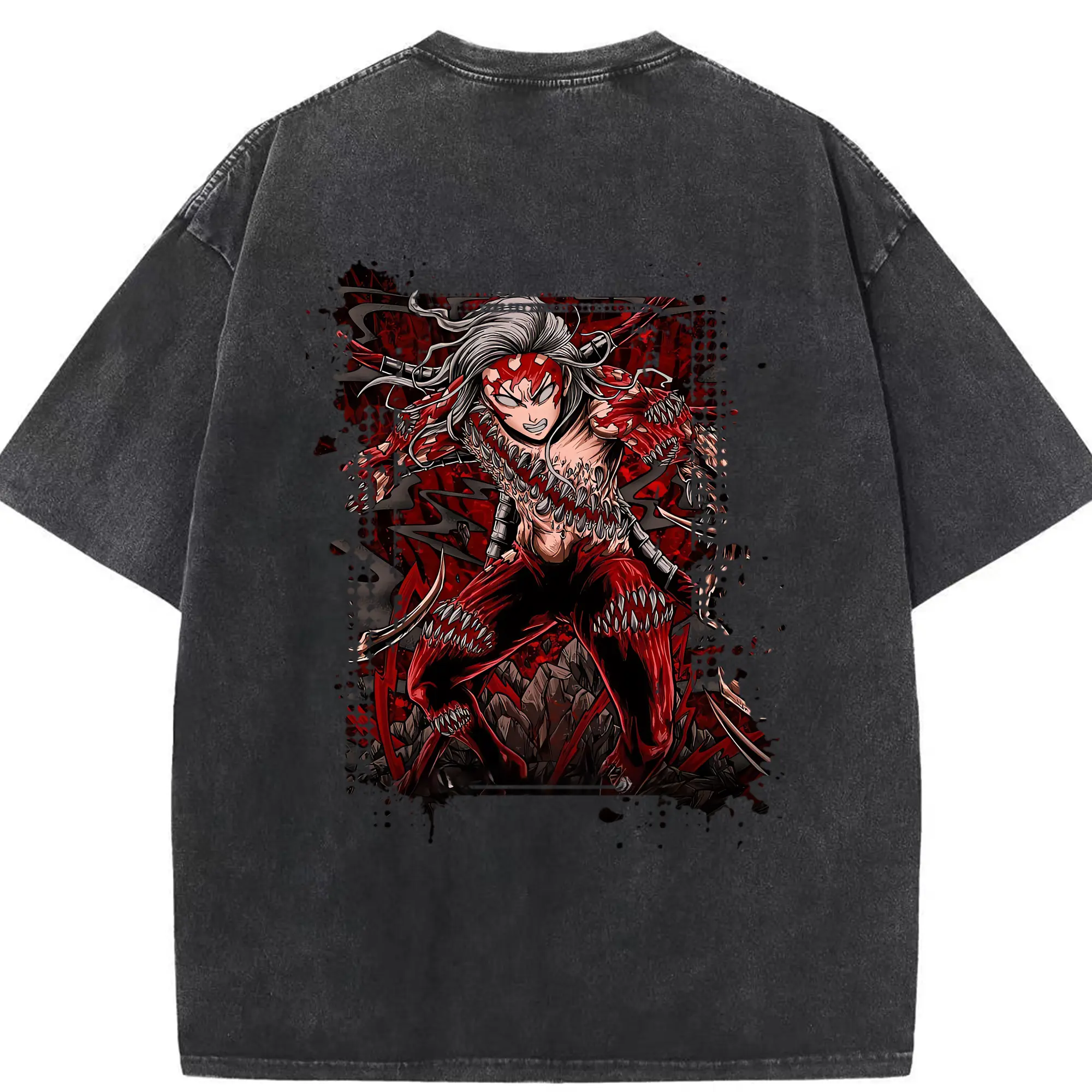 鬼滅の刃 グッズ,鬼舞辻 無惨 - 綿100％ ヴィンテージ風 半袖Tシャツ ・ 背面プリント ・ 柔らか肌触り ・ 通気性 快適 ・ スポーツ カジュアル 外出用