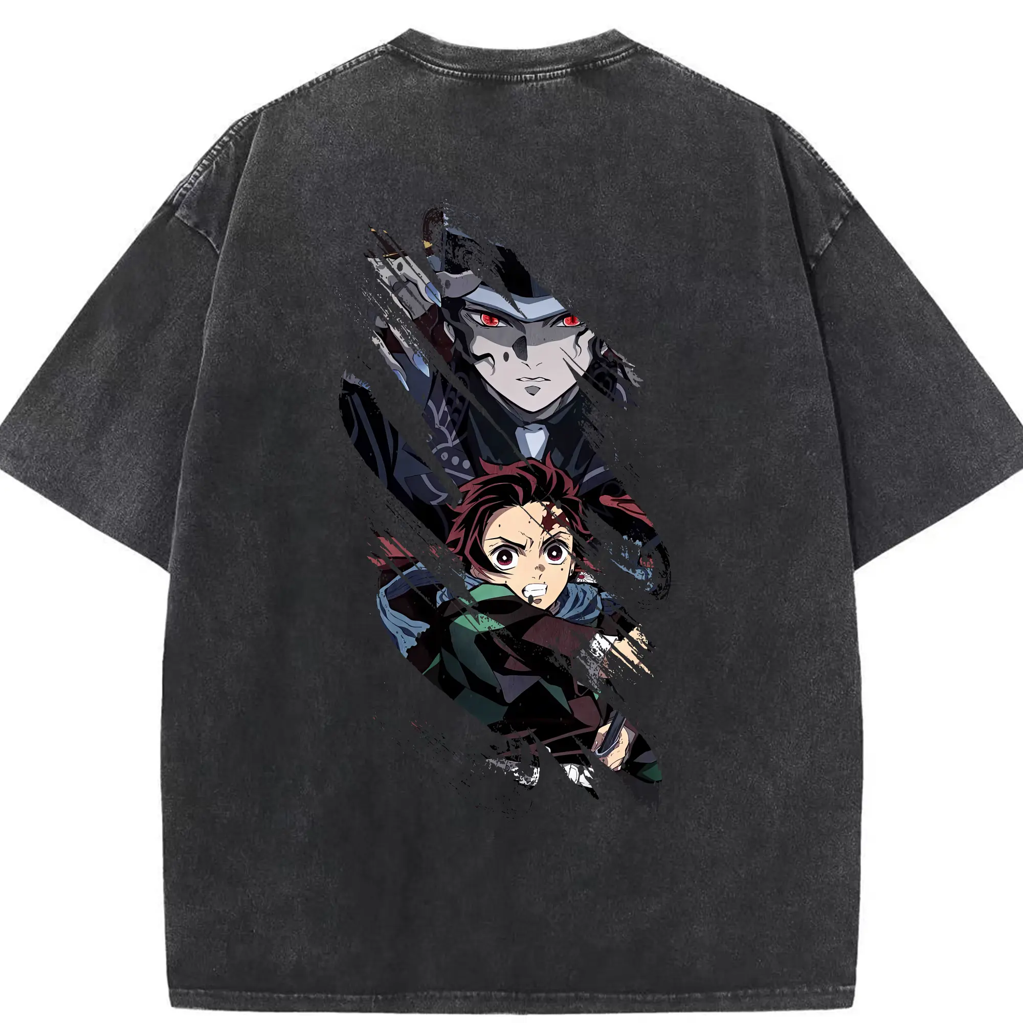 鬼滅の刃 グッズ,鬼舞辻 無惨 - 綿100％ ヴィンテージ風 半袖Tシャツ ・ 背面プリント ・ 柔らか肌触り ・ 通気性 快適 ・ スポーツ カジュアル 外出用