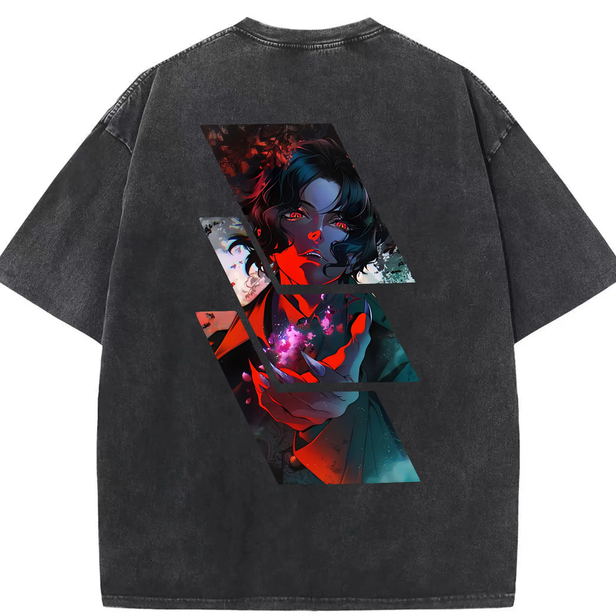 鬼滅の刃 グッズ,鬼舞辻 無惨 - 綿100％ ヴィンテージ風 半袖Tシャツ ・ 背面プリント ・ 柔らか肌触り ・ 通気性 快適 ・ スポーツ カジュアル 外出用