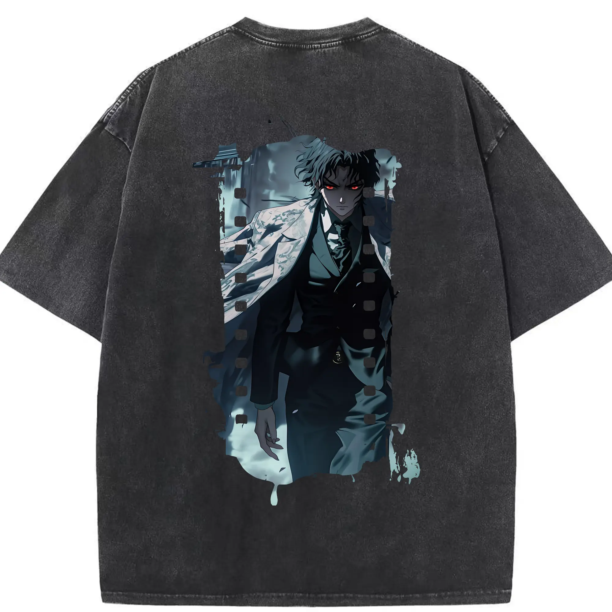 鬼滅の刃 グッズ,鬼舞辻 無惨 - 綿100％ ヴィンテージ風 半袖Tシャツ ・ 背面プリント ・ 柔らか肌触り ・ 通気性 快適 ・ スポーツ カジュアル 外出用