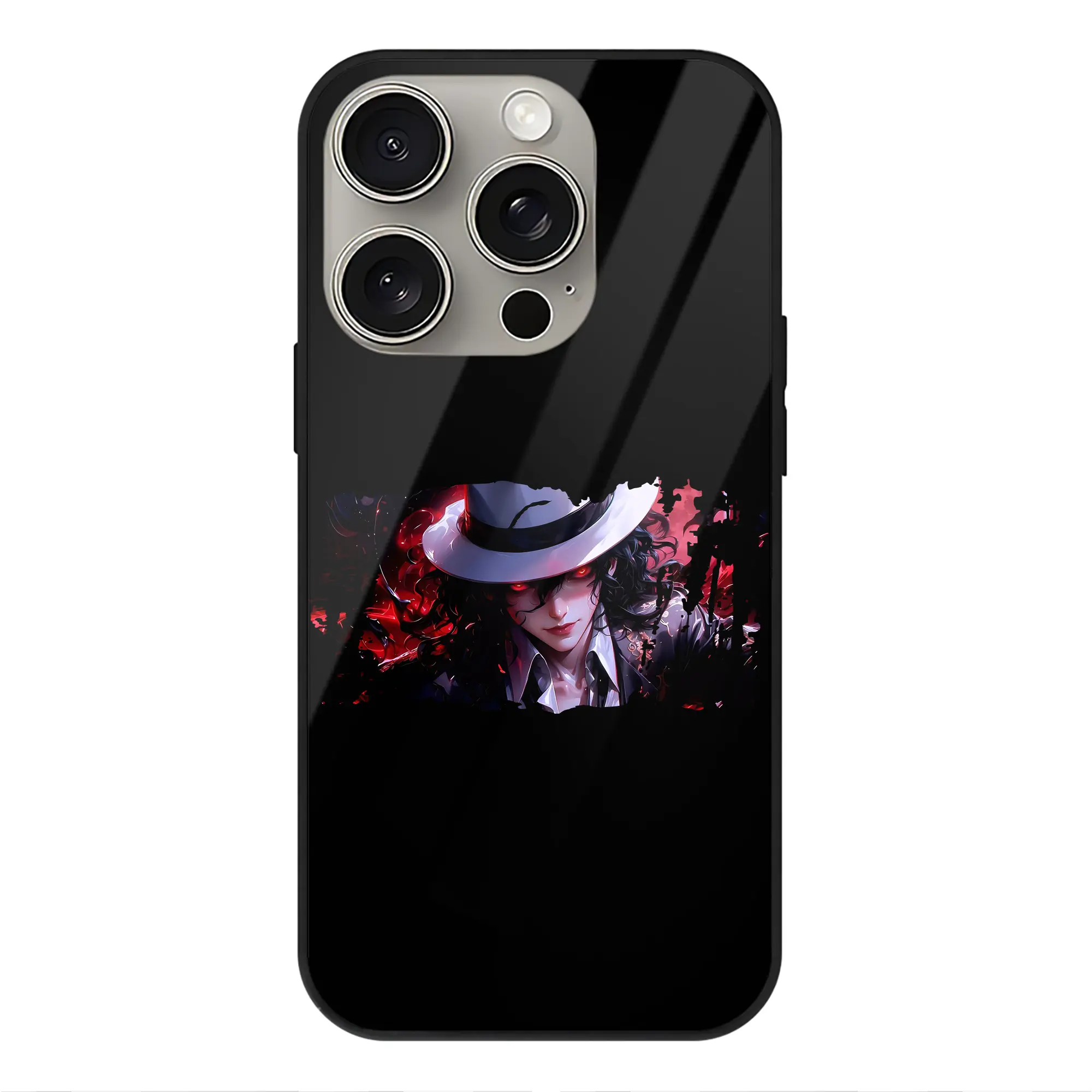 鬼滅の刃 グッズ,鬼舞辻 無惨 - IPhone15Pro対応 ・ スマホケース ・ 背面ガラス ・ TPU+強化ガラス ・ 耐衝撃 ・ 黄変防止 ・ ワイヤレス充電対応 ・ 3D立体ボタン